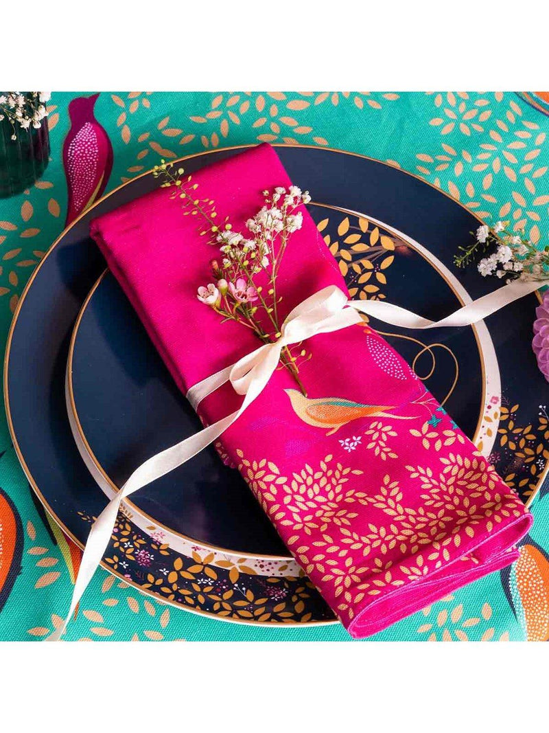 Sara Miller Chelsea Birds pink cotton napkins set of 2, UK version