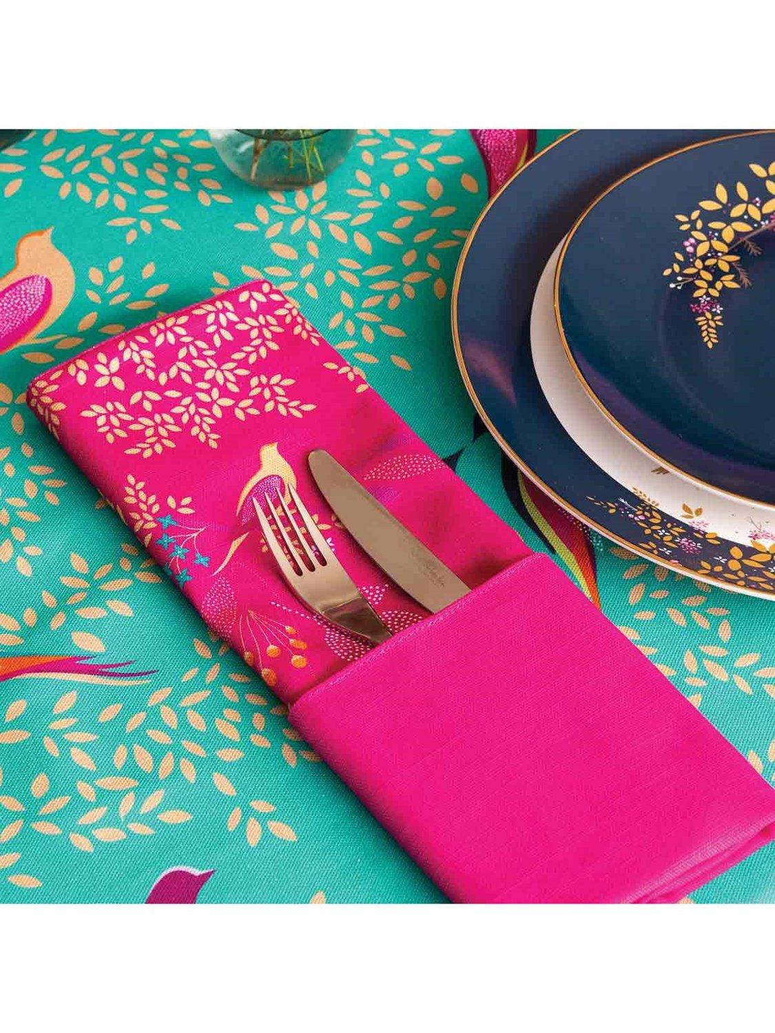 Sara Miller Chelsea Birds pink cotton napkins set of 2, UK version