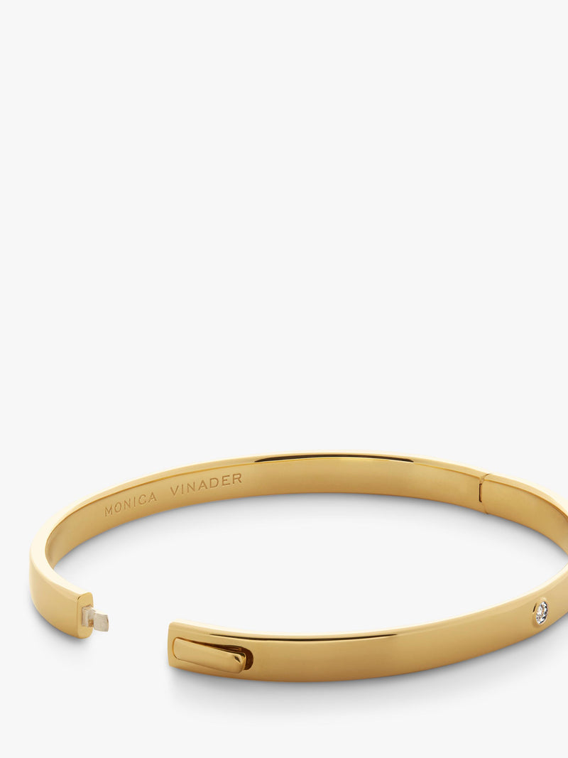Monica Vinader gold diamond bangle, lab-grown diamond (British brand)