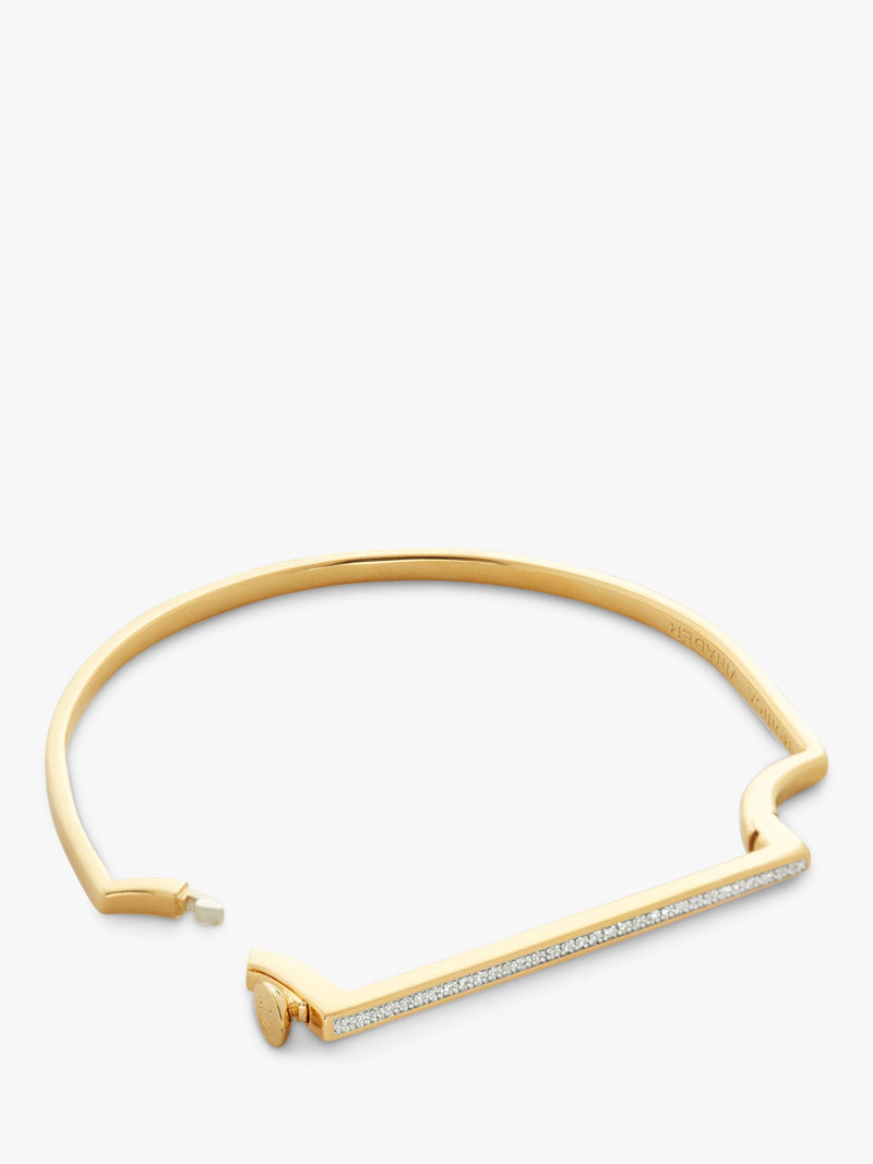 Monica Vinader gold bangle with 32 lab grown diamonds (British brand)