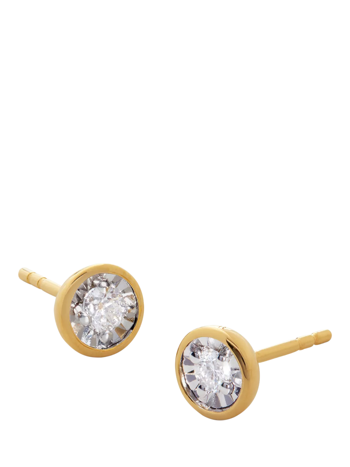 Monica Vinader round cut solitaire stud earrings gold vermeil, imported from the UK