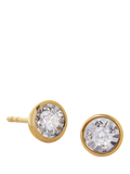 Monica Vinader round cut solitaire stud earrings gold vermeil, imported from the UK