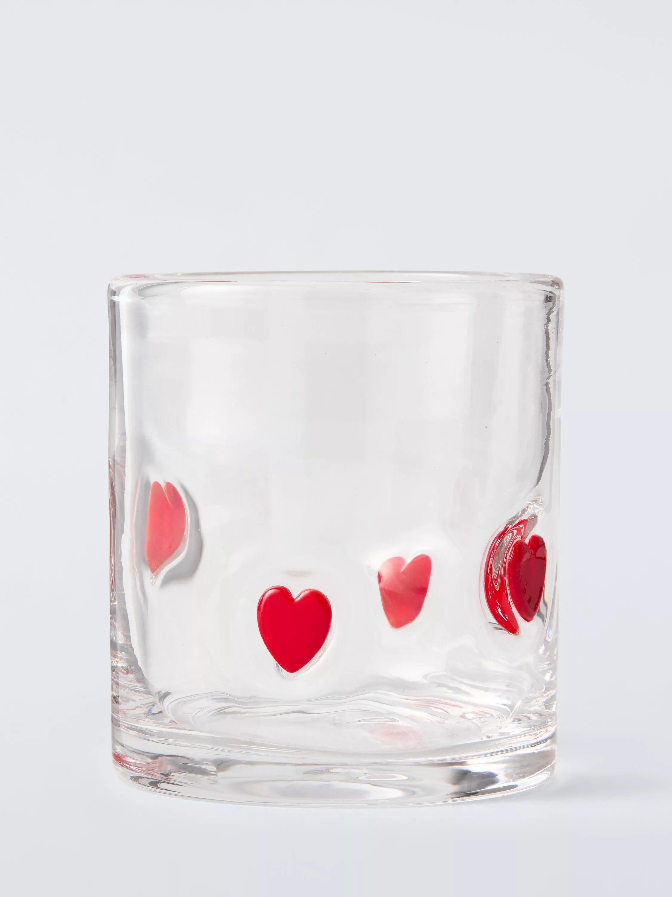 John Lewis heart icon glass tumbler 360ml clear red - British product