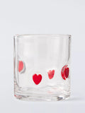 John Lewis heart icon glass tumbler 360ml clear red - British product