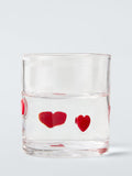 John Lewis heart icon glass tumbler 360ml clear red - British product