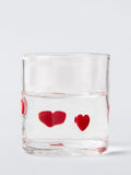 John Lewis heart icon glass tumbler 360ml clear red - British product