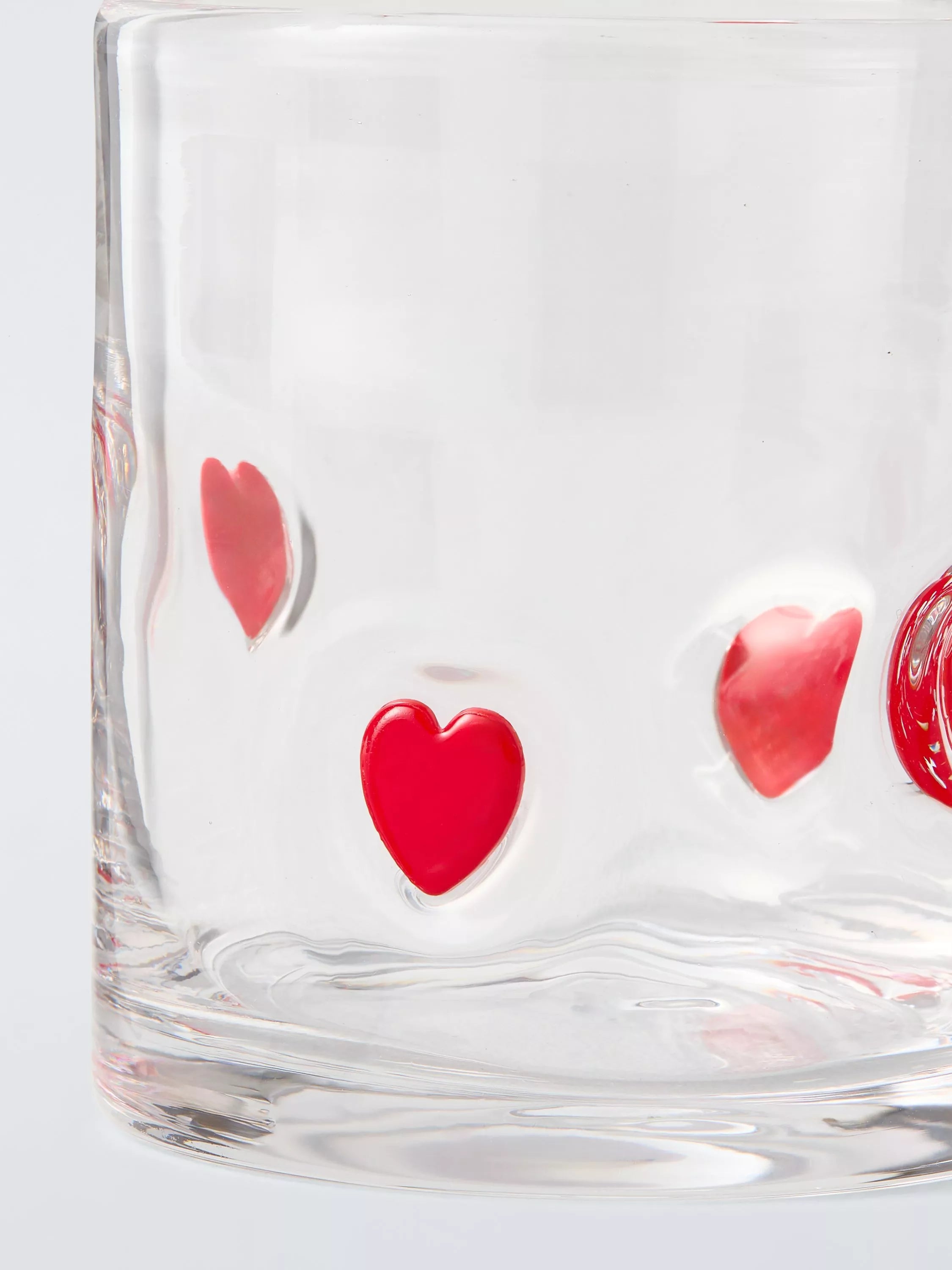 John Lewis heart icon glass tumbler 360ml clear red - British product