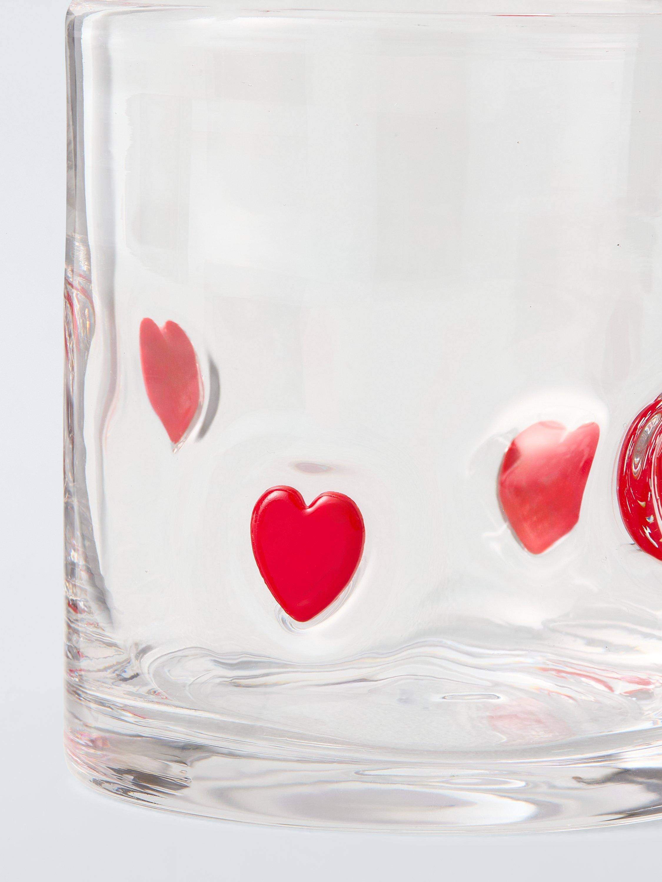 John Lewis heart icon glass tumbler 360ml clear red - British product