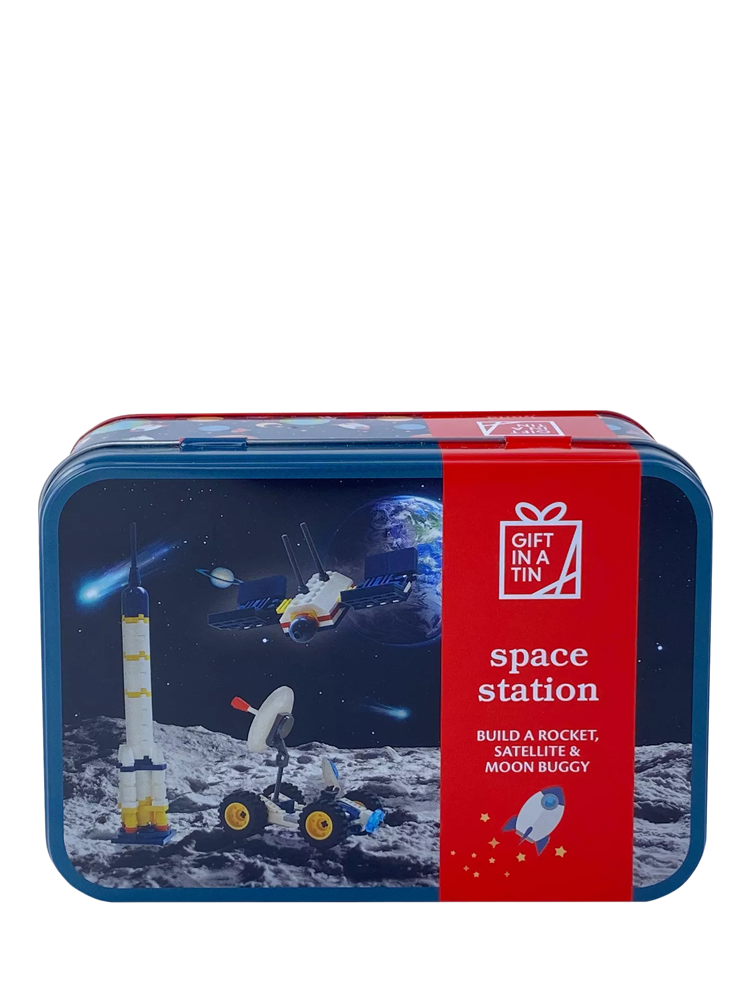 Apples to Pears space gift tin blue building set (British brand)