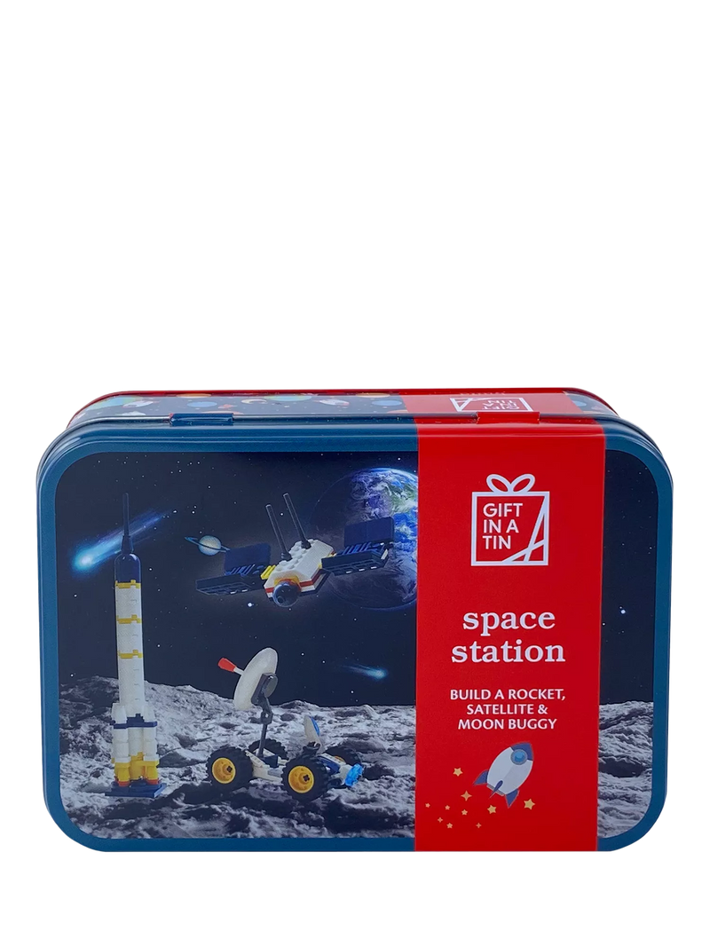 Apples to Pears space gift tin blue building set (British brand)
