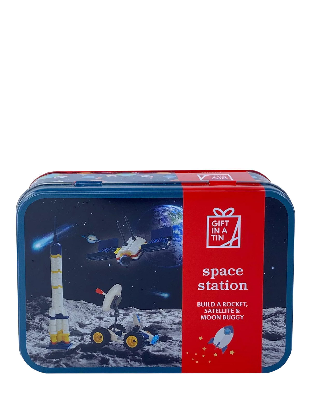 Apples to Pears space gift tin blue building set (British brand)