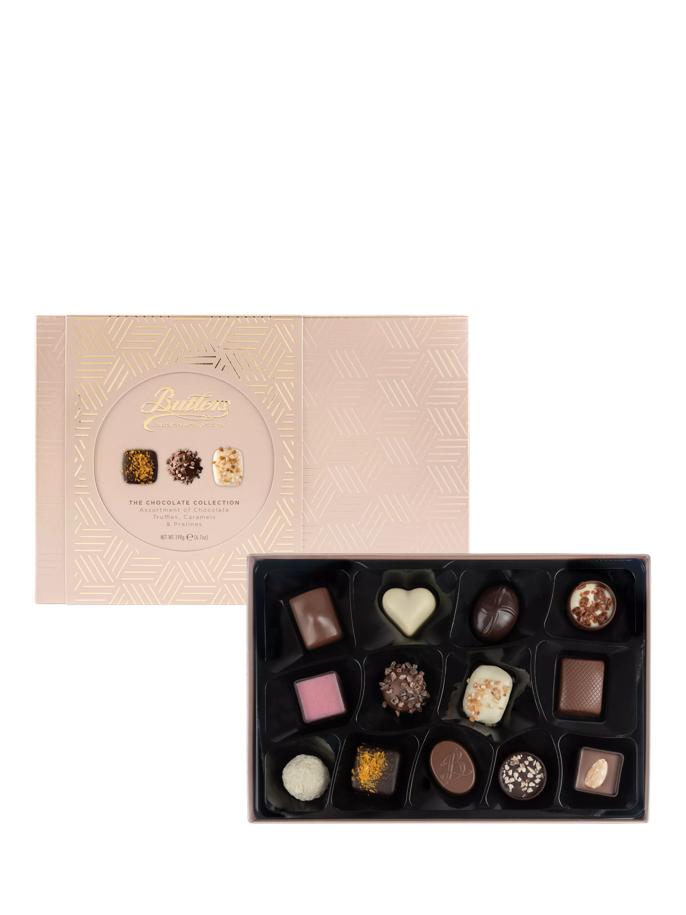 Butlers chocolate assortment pink box 190g, imported from the UK