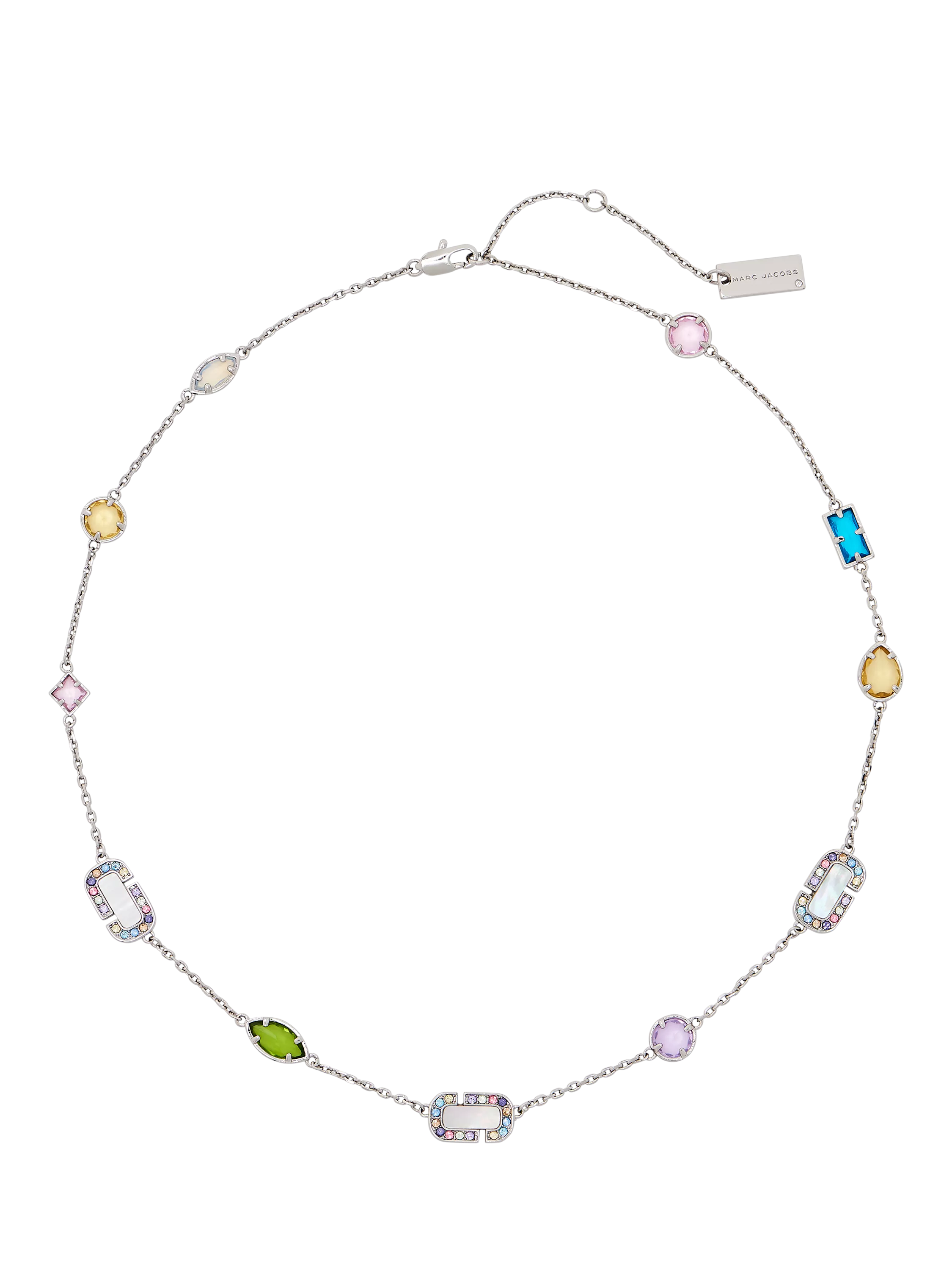 Marc Jacobs charm necklace silver multi crystal, imported from the UK