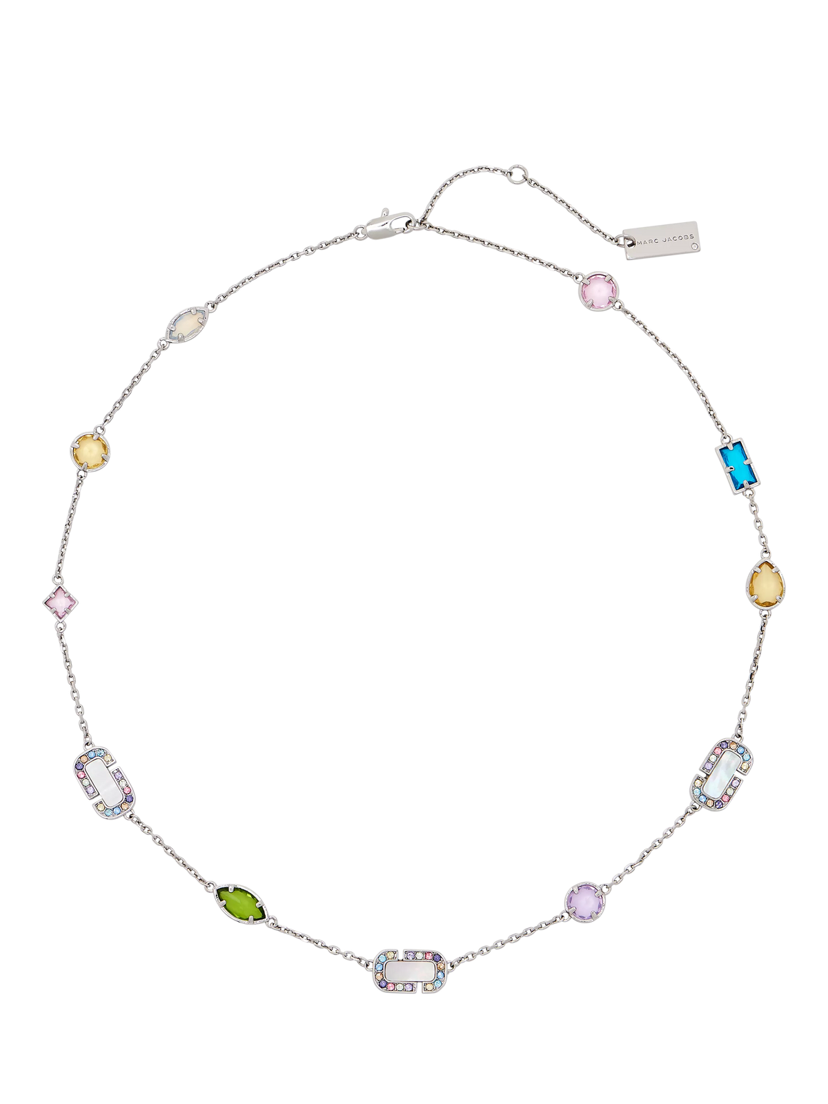 Marc Jacobs charm necklace silver multi crystal, imported from the UK
