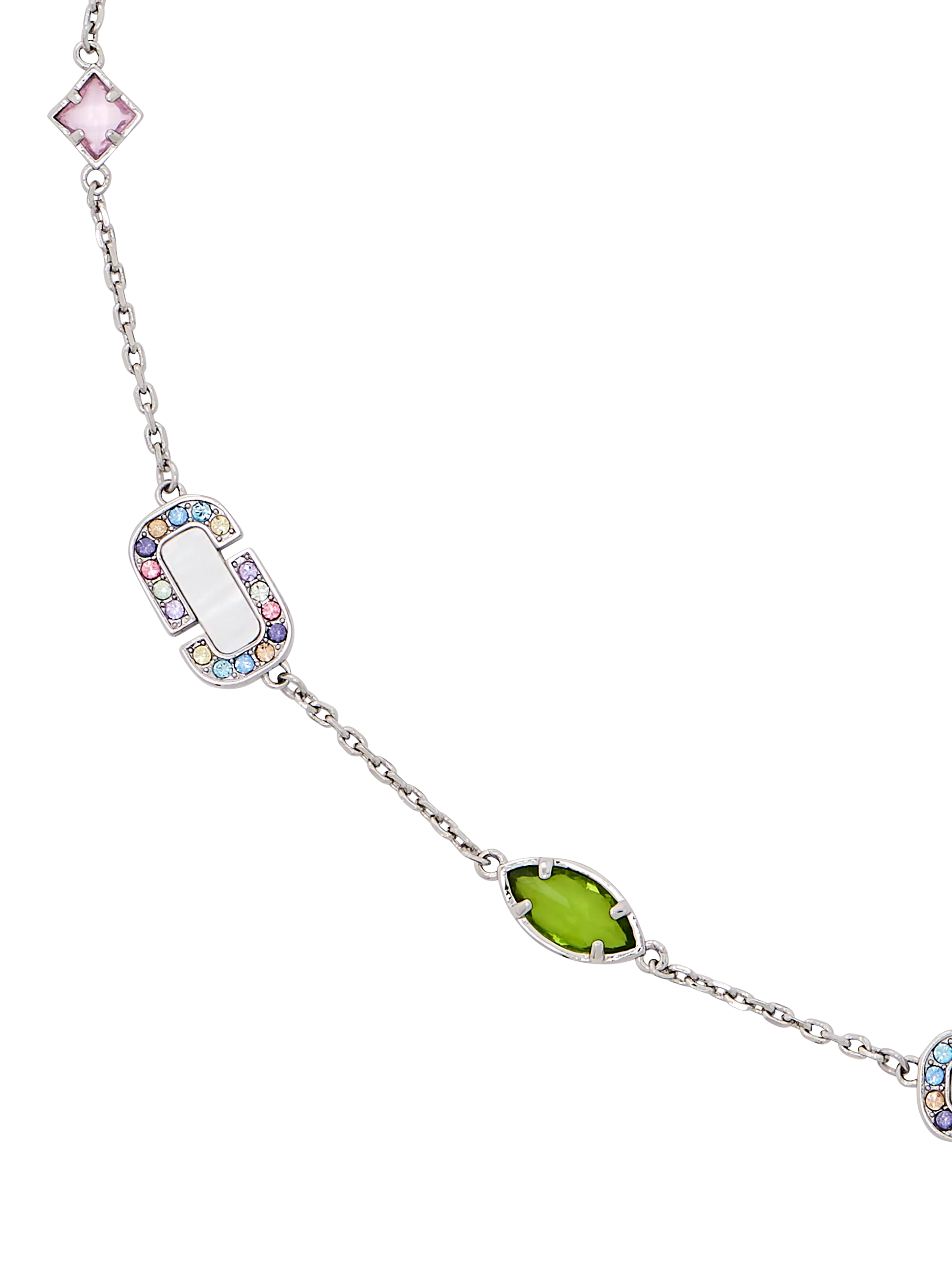 Marc Jacobs charm necklace silver multi crystal, imported from the UK
