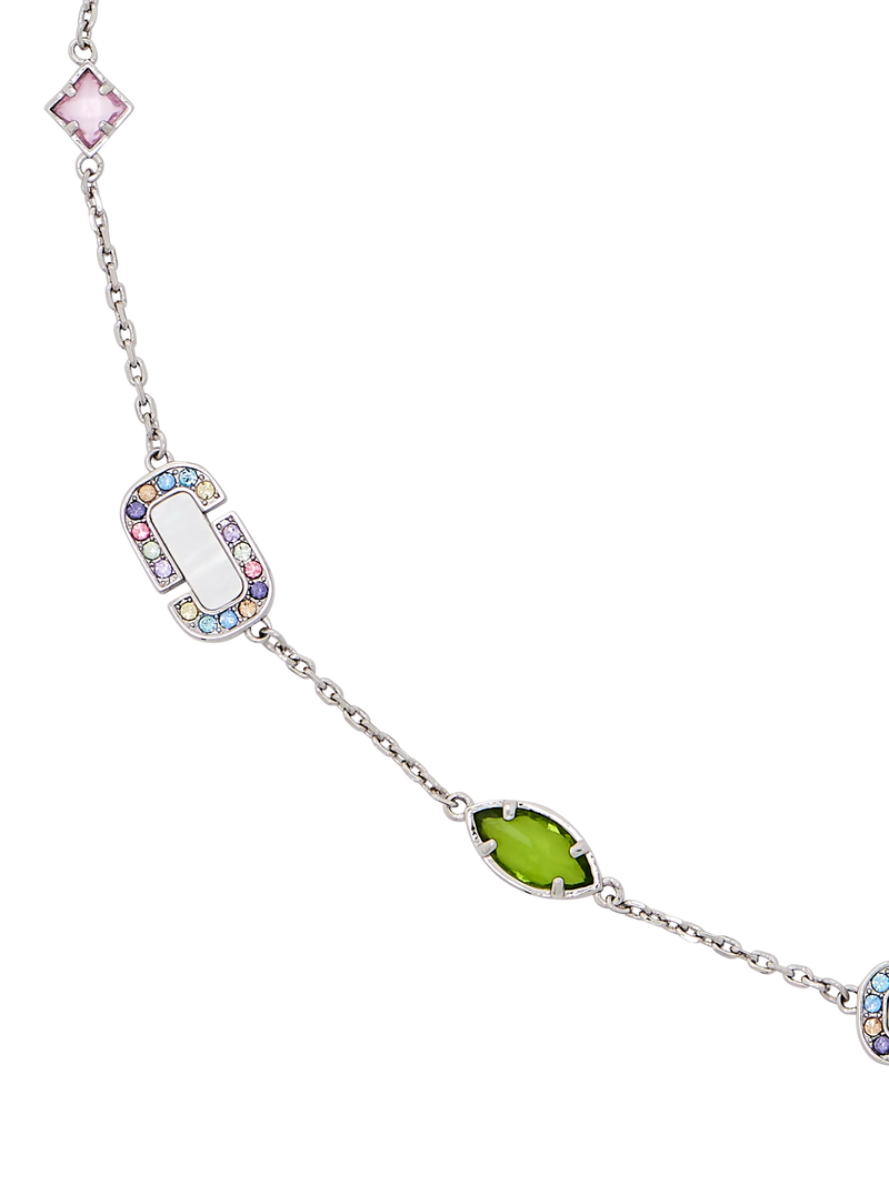 Marc Jacobs charm necklace silver multi crystal, imported from the UK