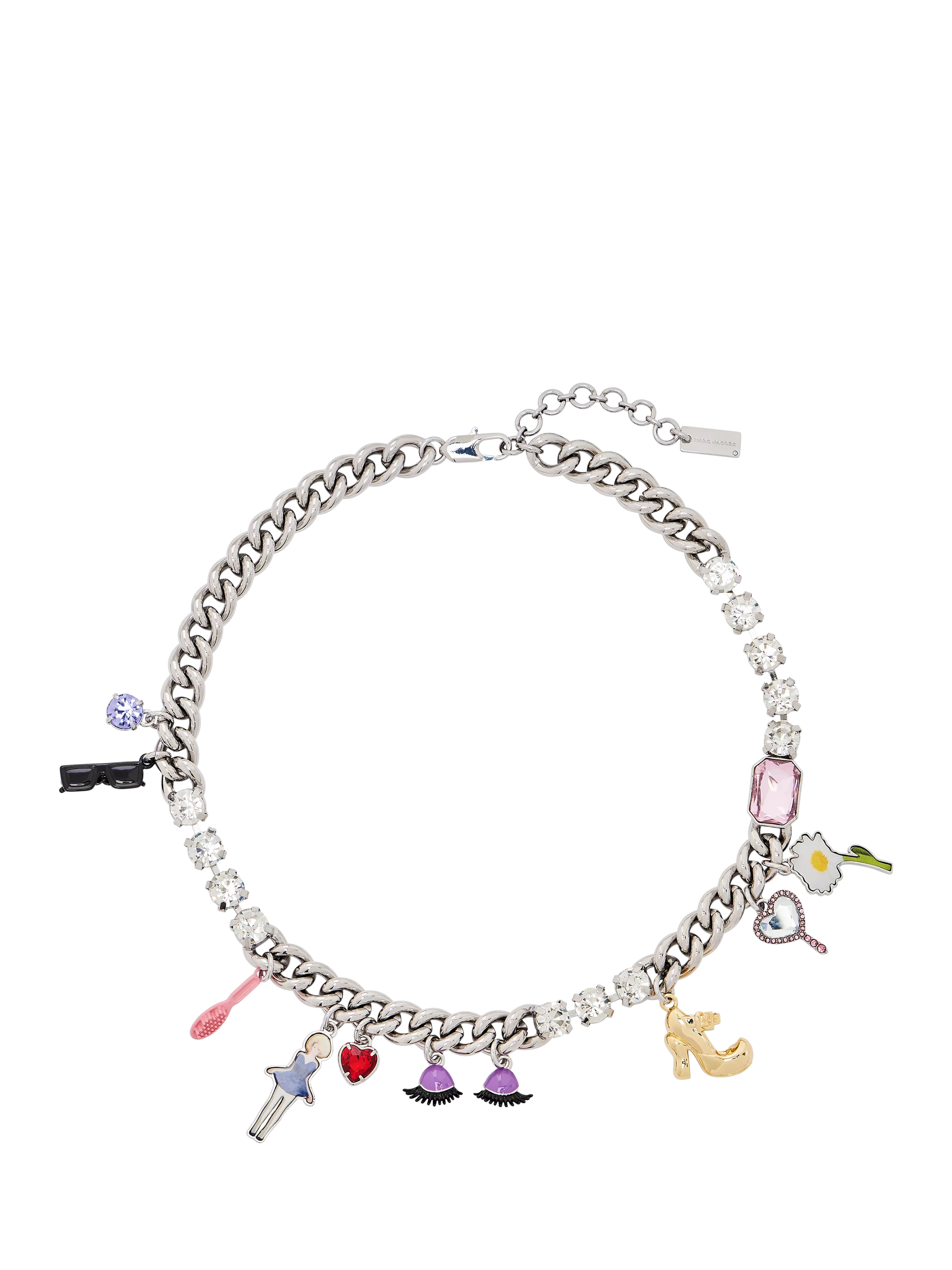 Marc Jacobs charm necklace silver multi, imported from the UK
