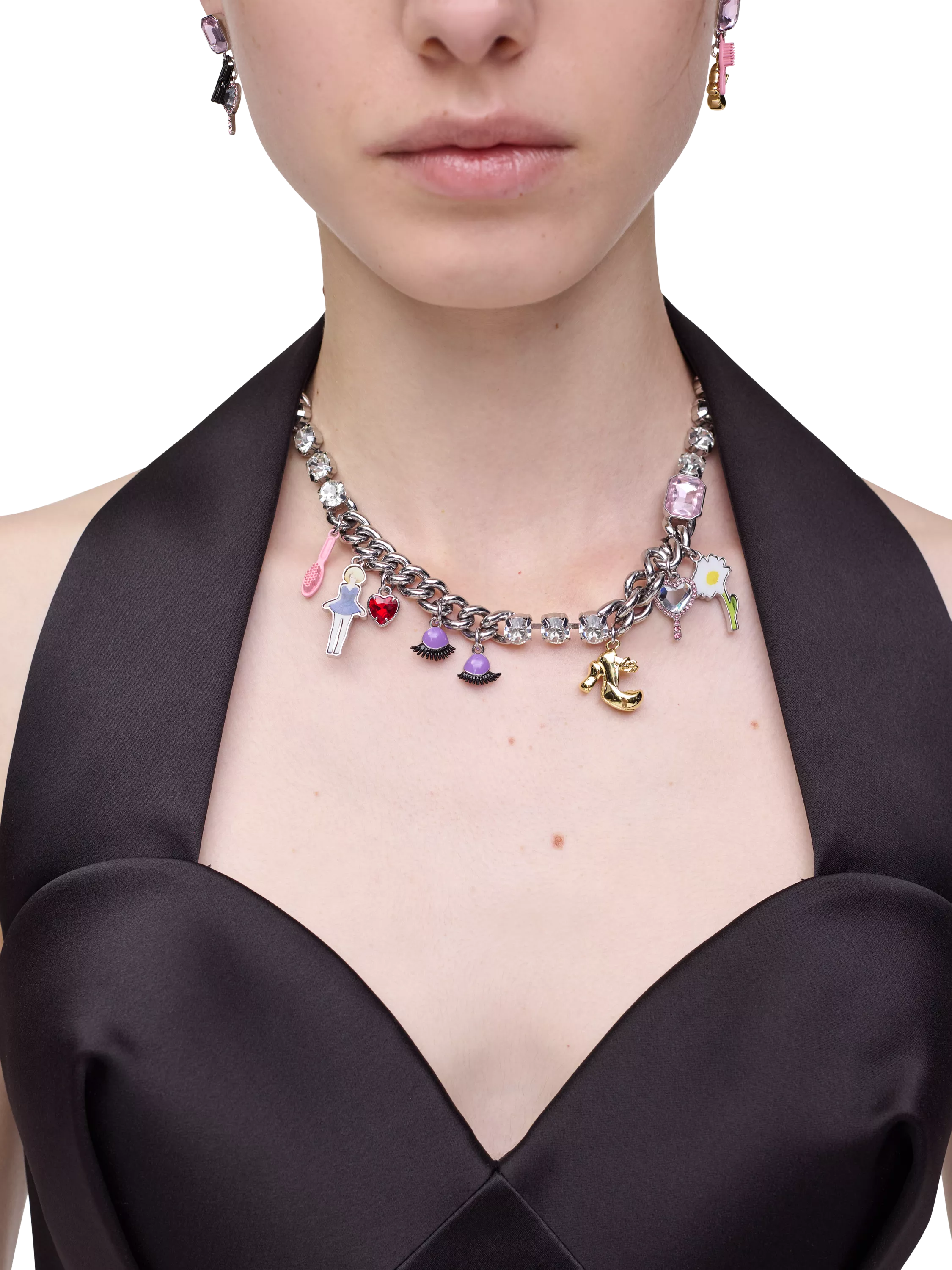 Marc Jacobs charm necklace silver multi, imported from the UK