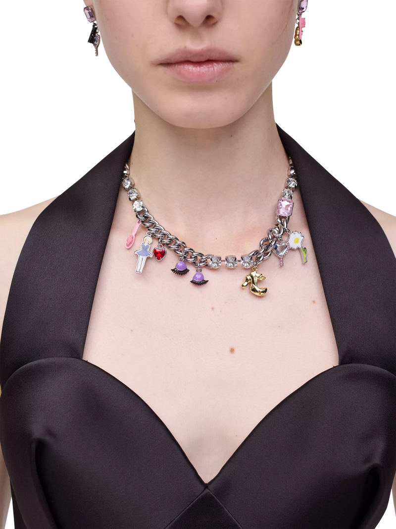 Marc Jacobs charm necklace silver multi, imported from the UK