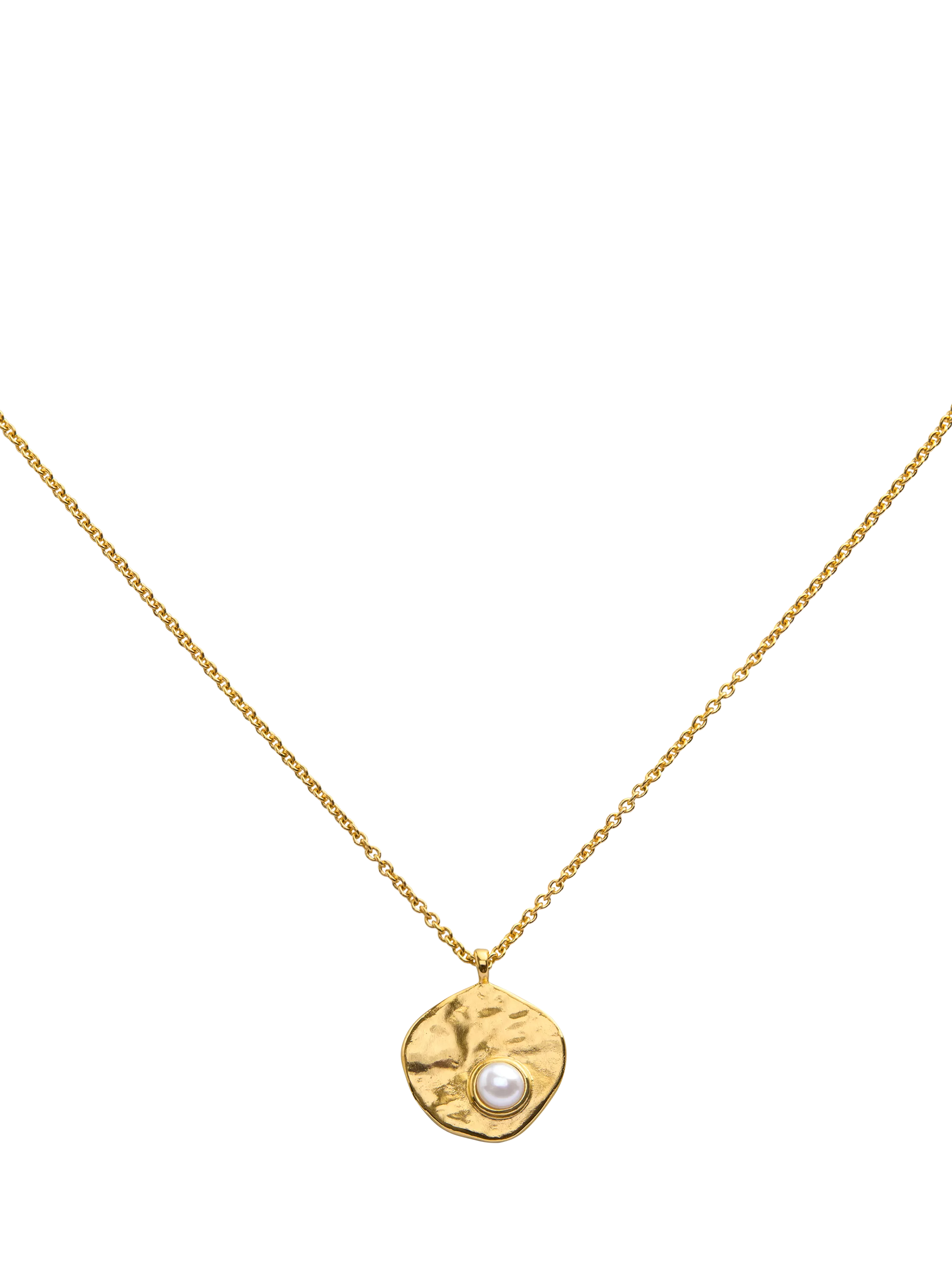 Monica Vinader Capri Keshi Pearl Disc Necklace in gold, imported from the UK
