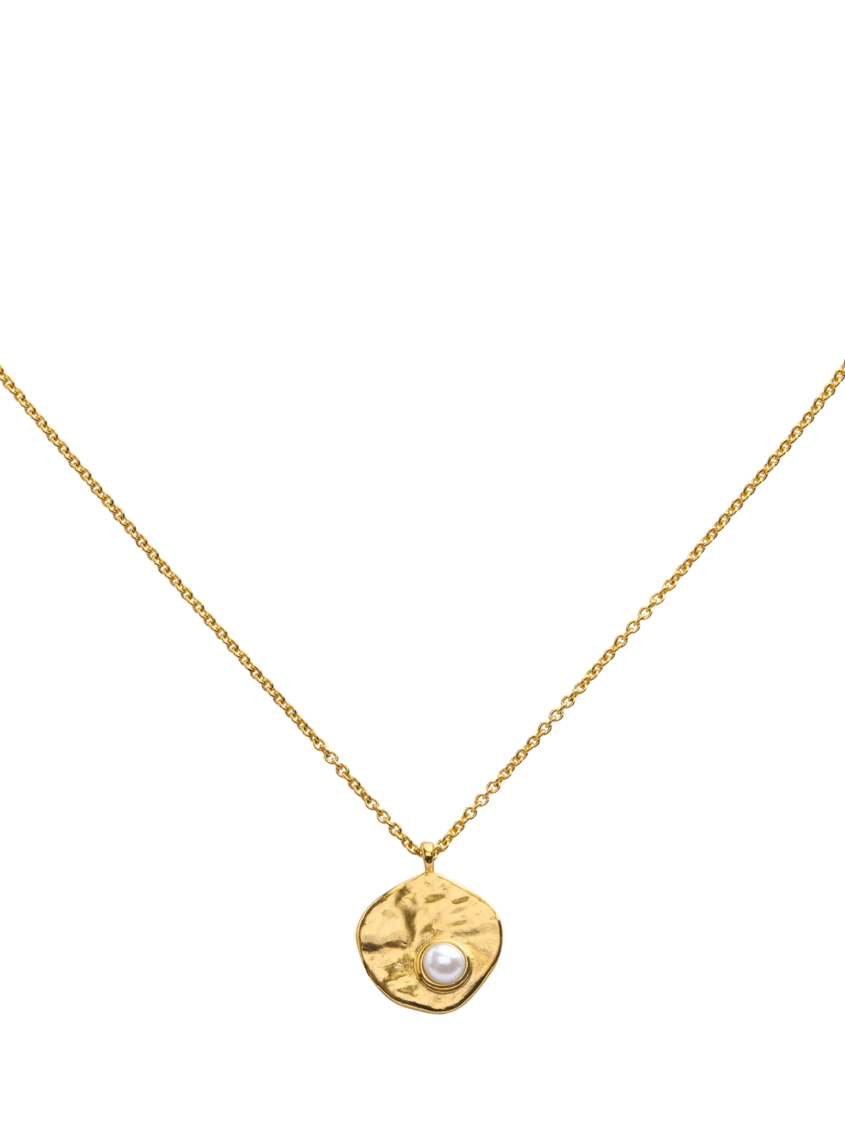 Monica Vinader Capri Keshi Pearl Disc Necklace in gold, imported from the UK