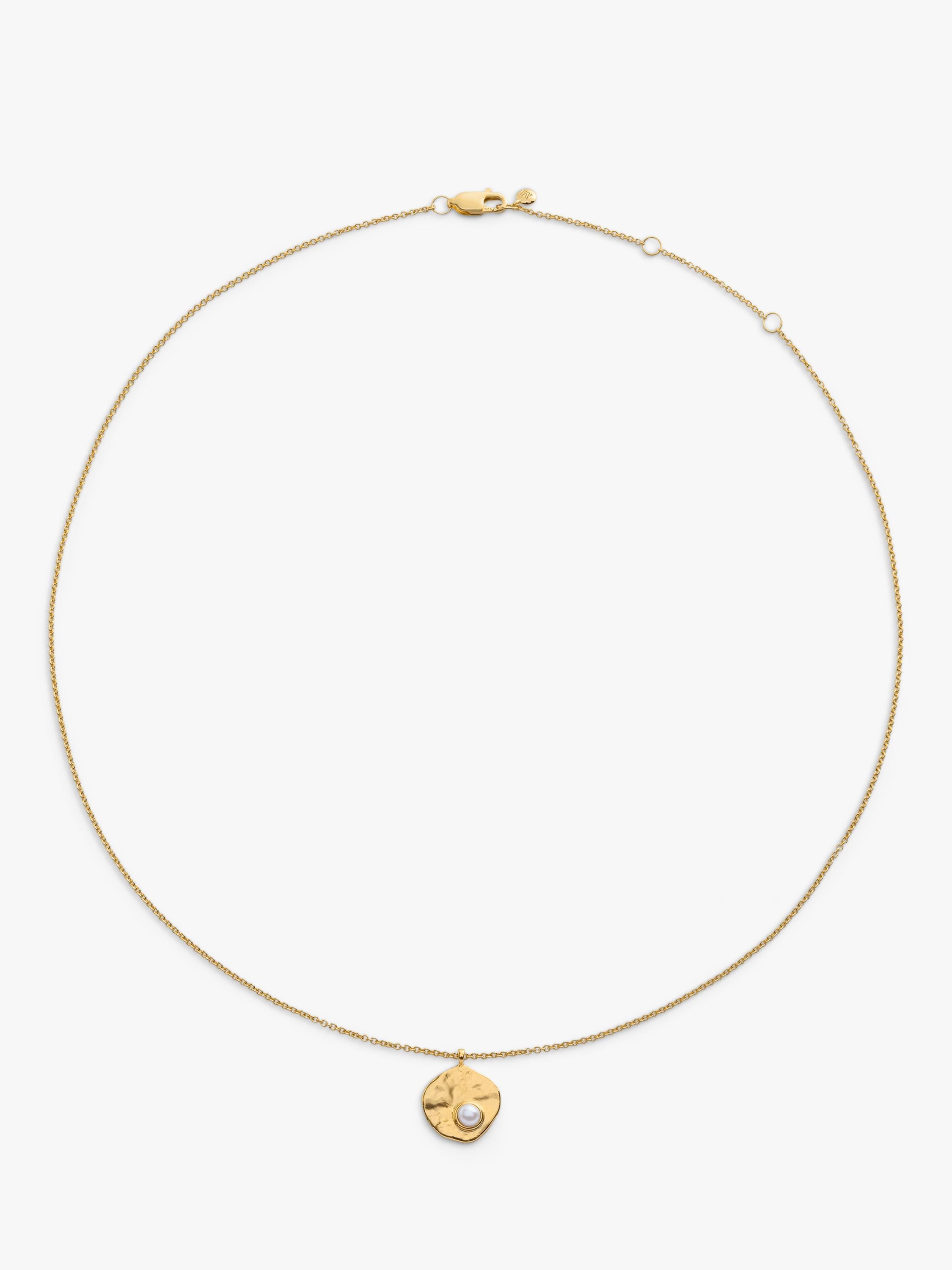 Monica Vinader Capri Keshi Pearl Disc Necklace in gold, imported from the UK