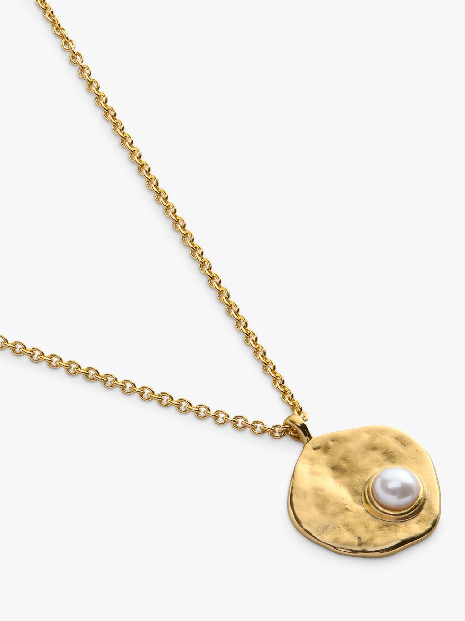 Monica Vinader Capri Keshi Pearl Disc Necklace in gold, imported from the UK