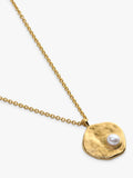 Monica Vinader Capri Keshi Pearl Disc Necklace in gold, imported from the UK