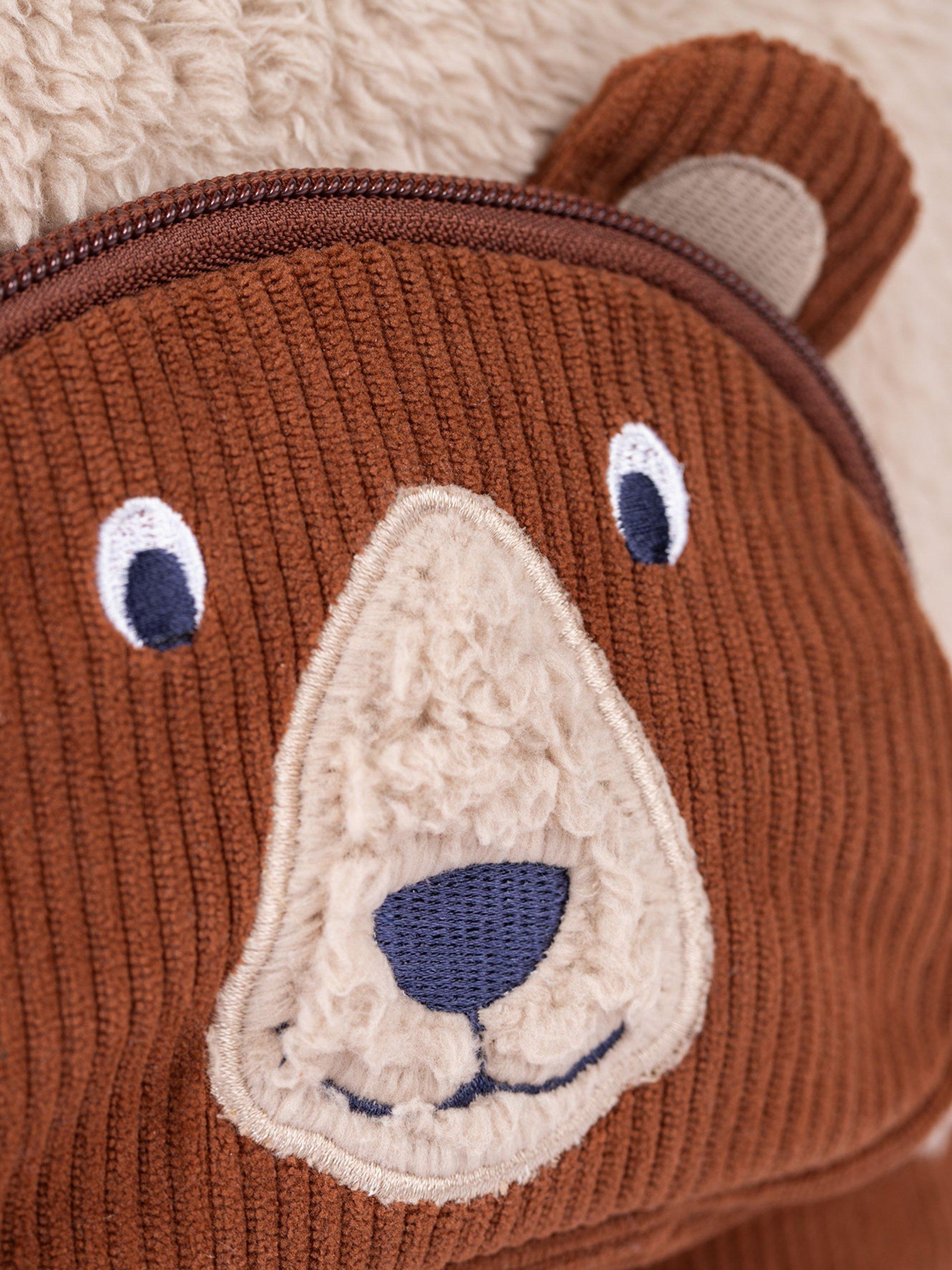 Frugi Beary Wild fleece backpack for kids, UK version