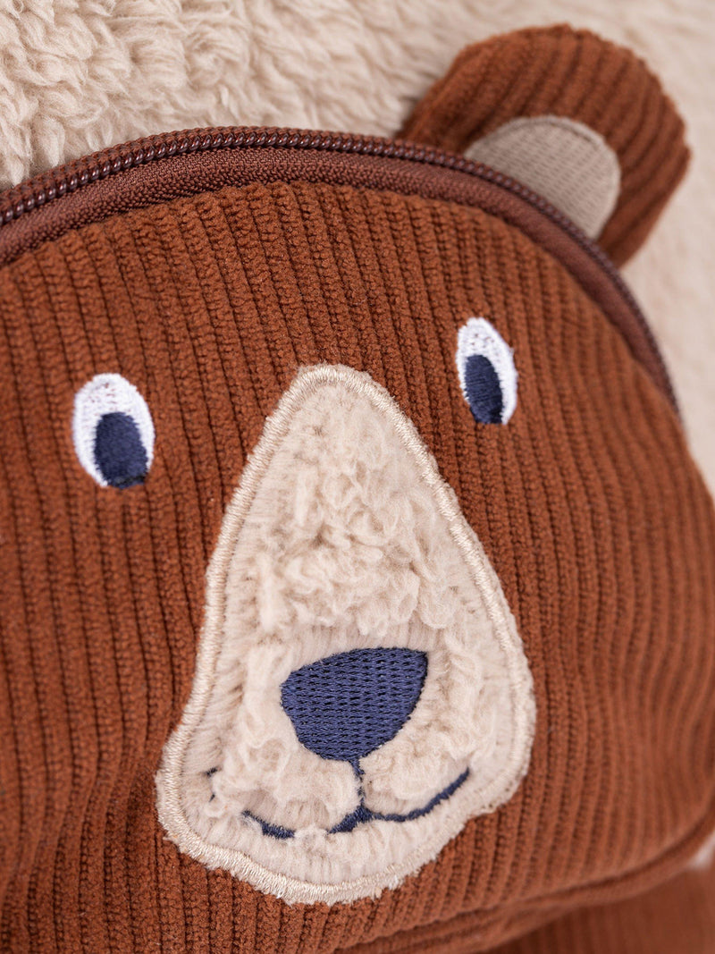 Frugi Beary Wild fleece backpack for kids, UK version