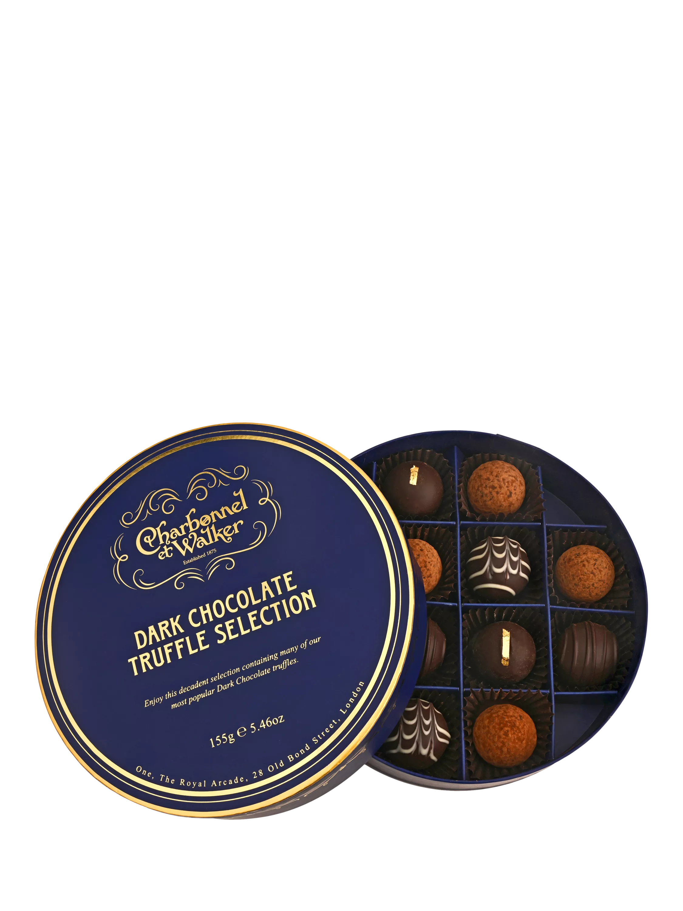 Charbonnel et Walker dark chocolate truffle selection 155g, imported from the UK