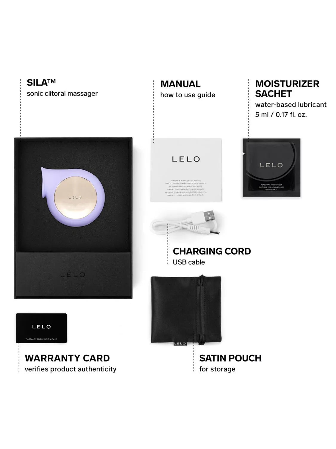 LELO SILA Lilac sucking vibrator, UK version