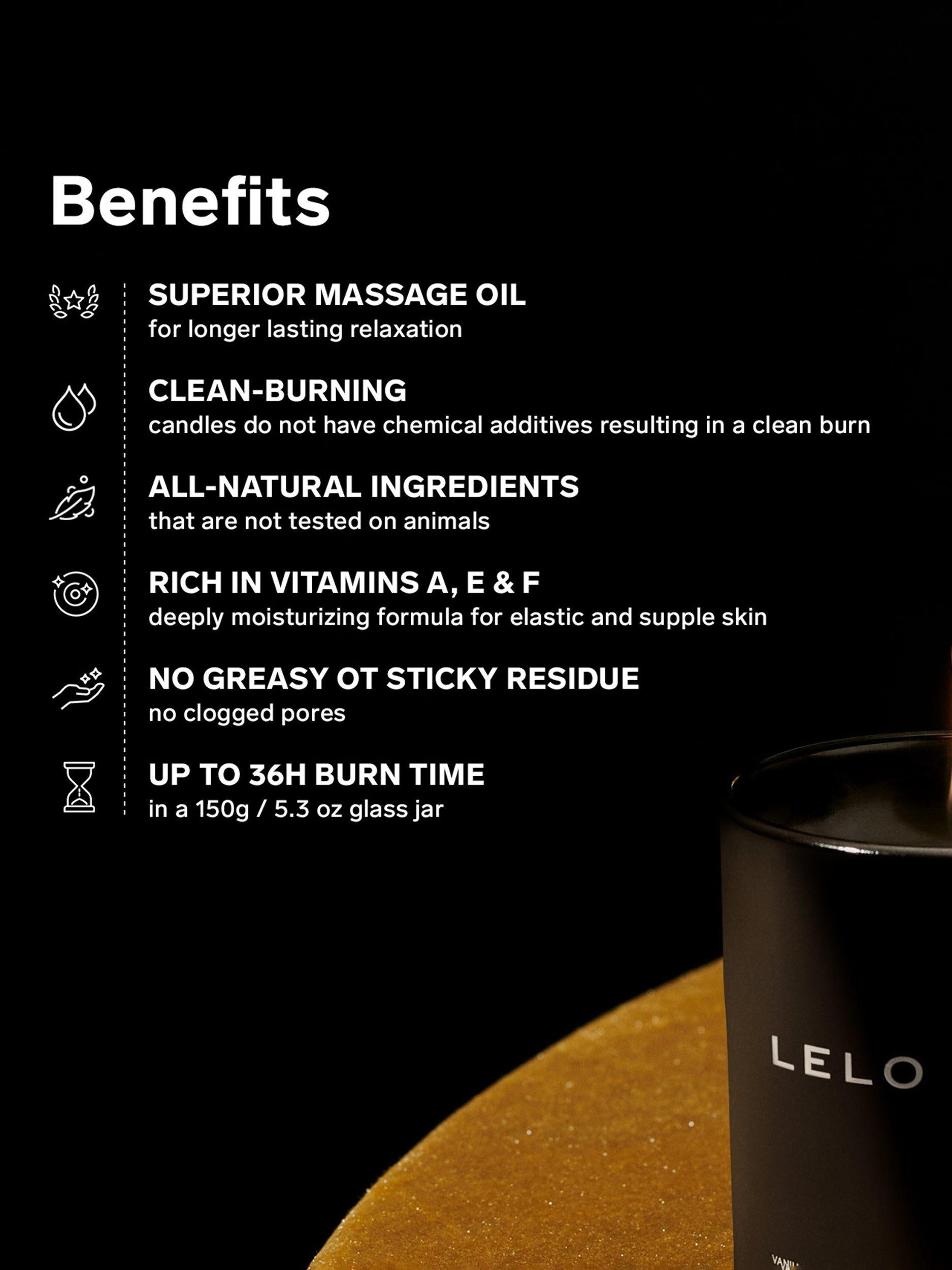 LELO Flickering Touch massage candle black pepper pomegranate 400g, UK version