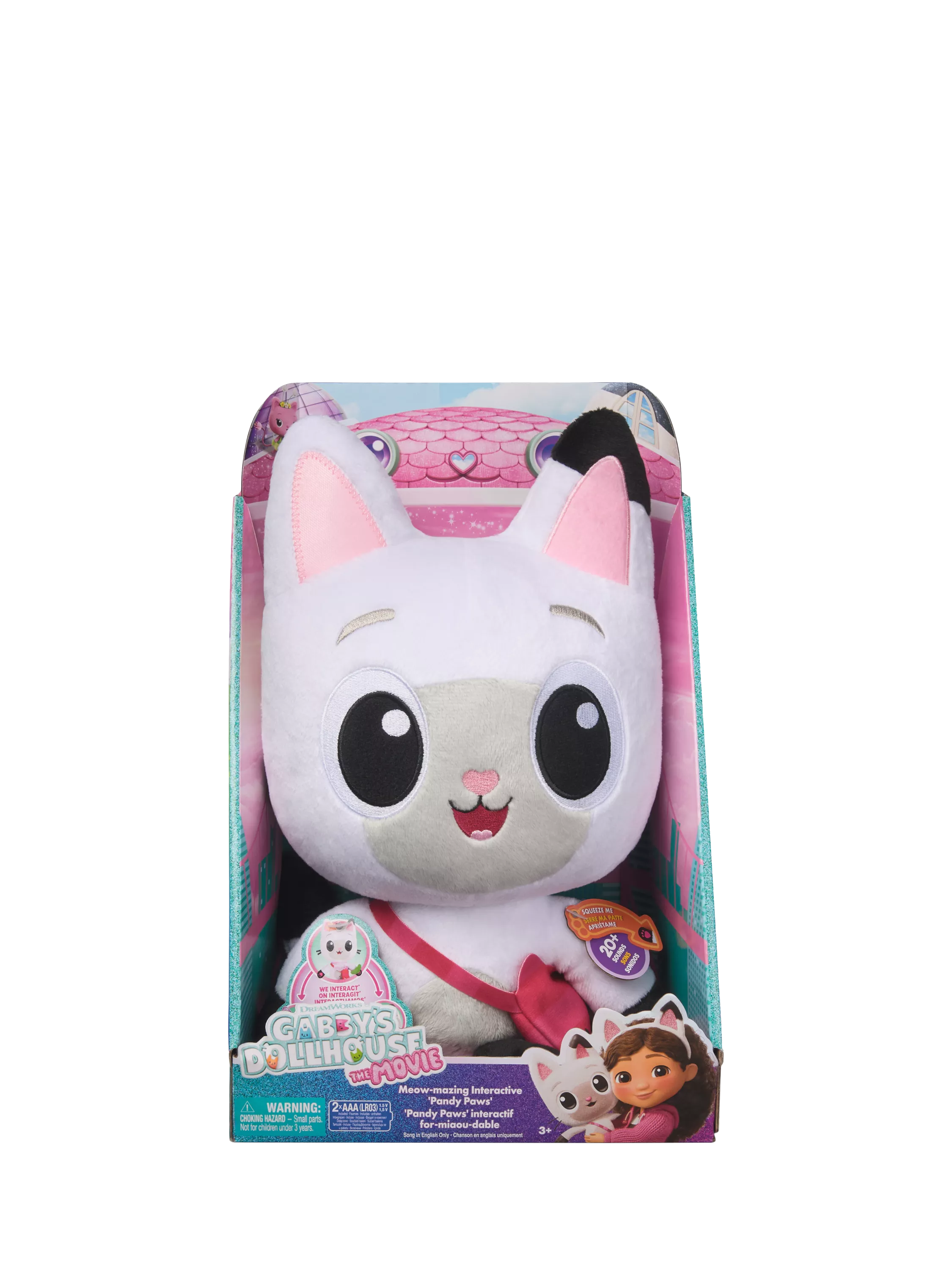 Gabby's Dollhouse Pandy Paws interactive plush toy with sound effects (British brand)