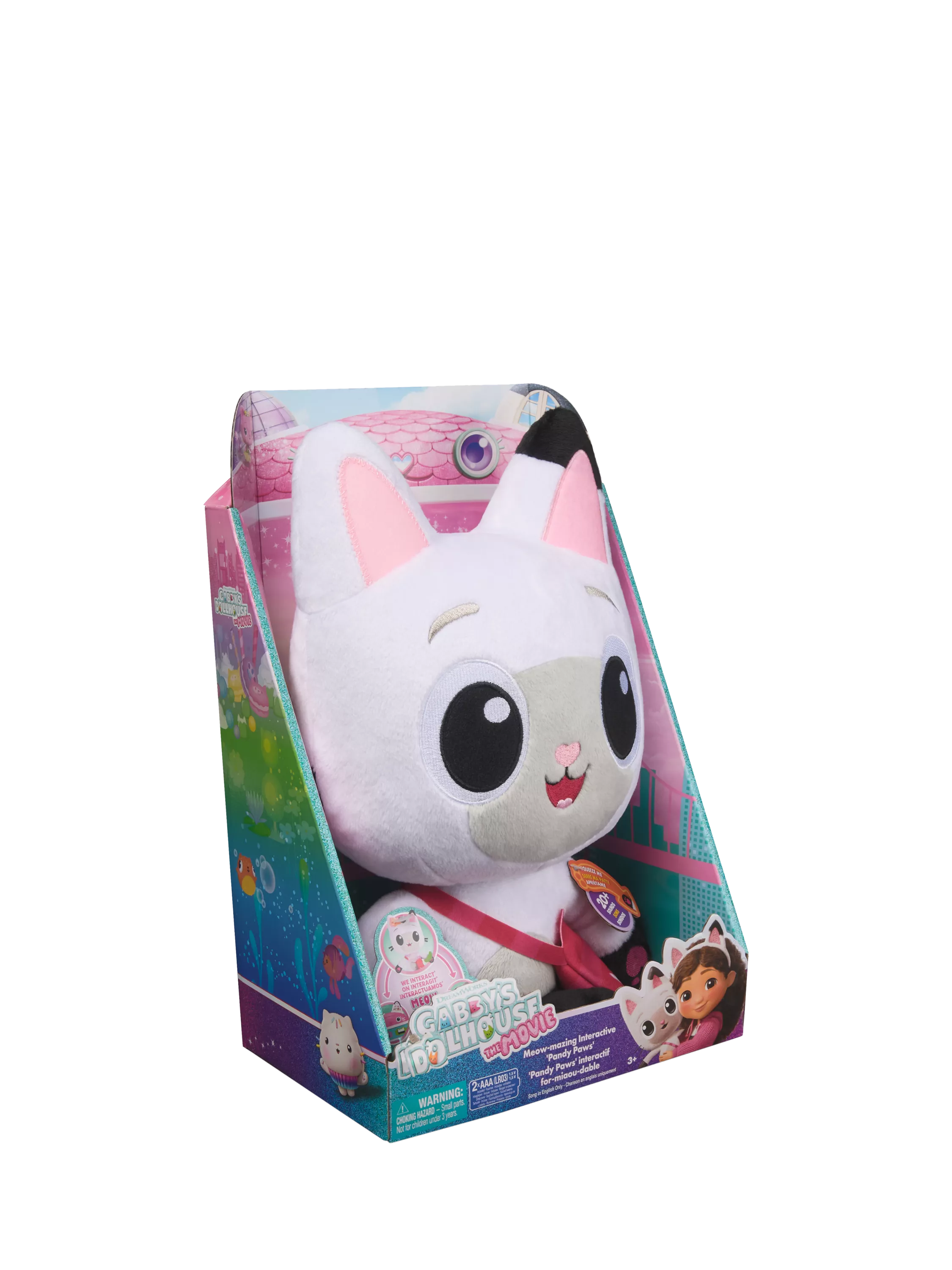 Gabby's Dollhouse Pandy Paws interactive plush toy with sound effects (British brand)
