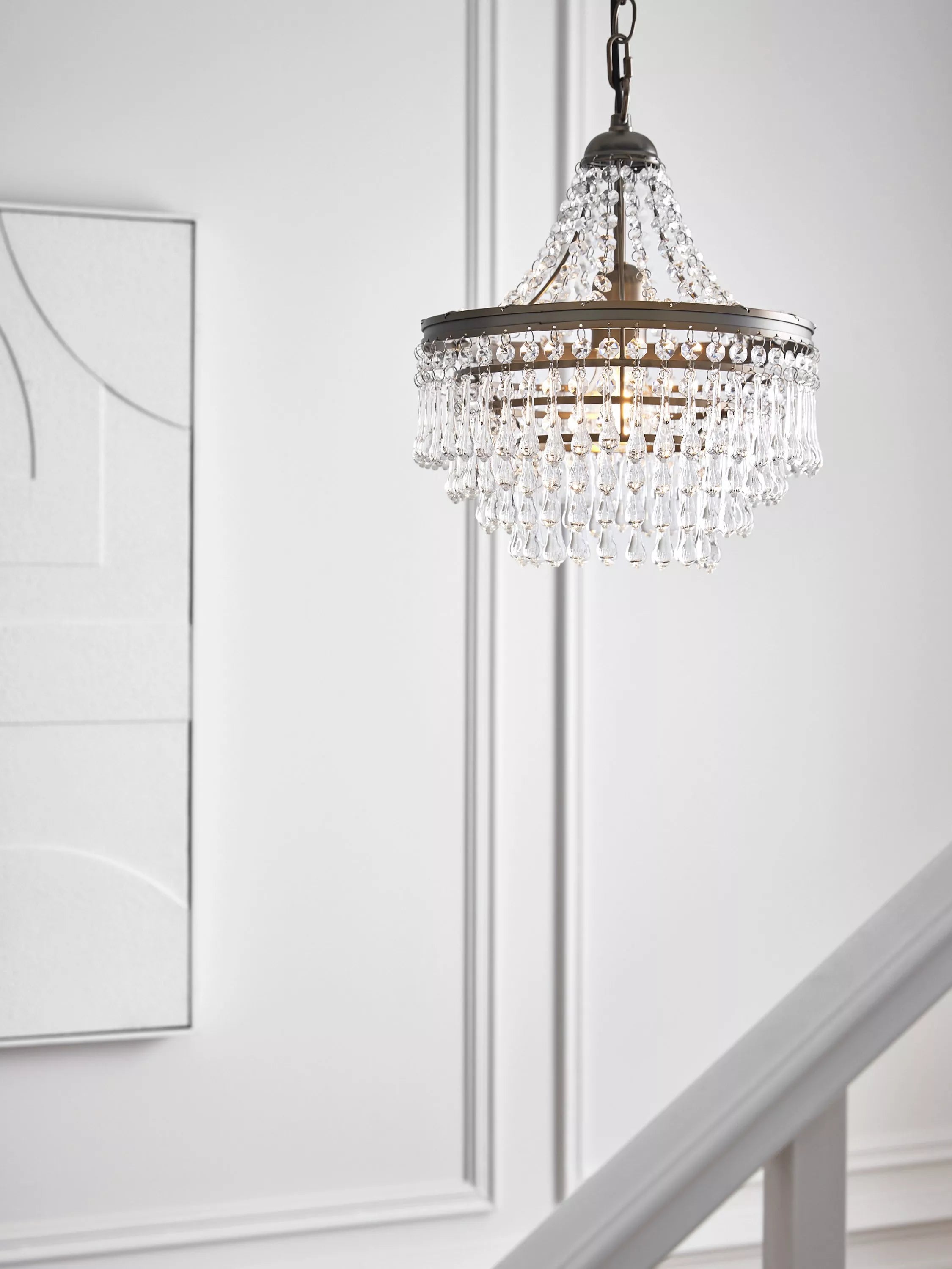 John Lewis La Scala chandelier satin bronze 30cm diameter, imported from the UK