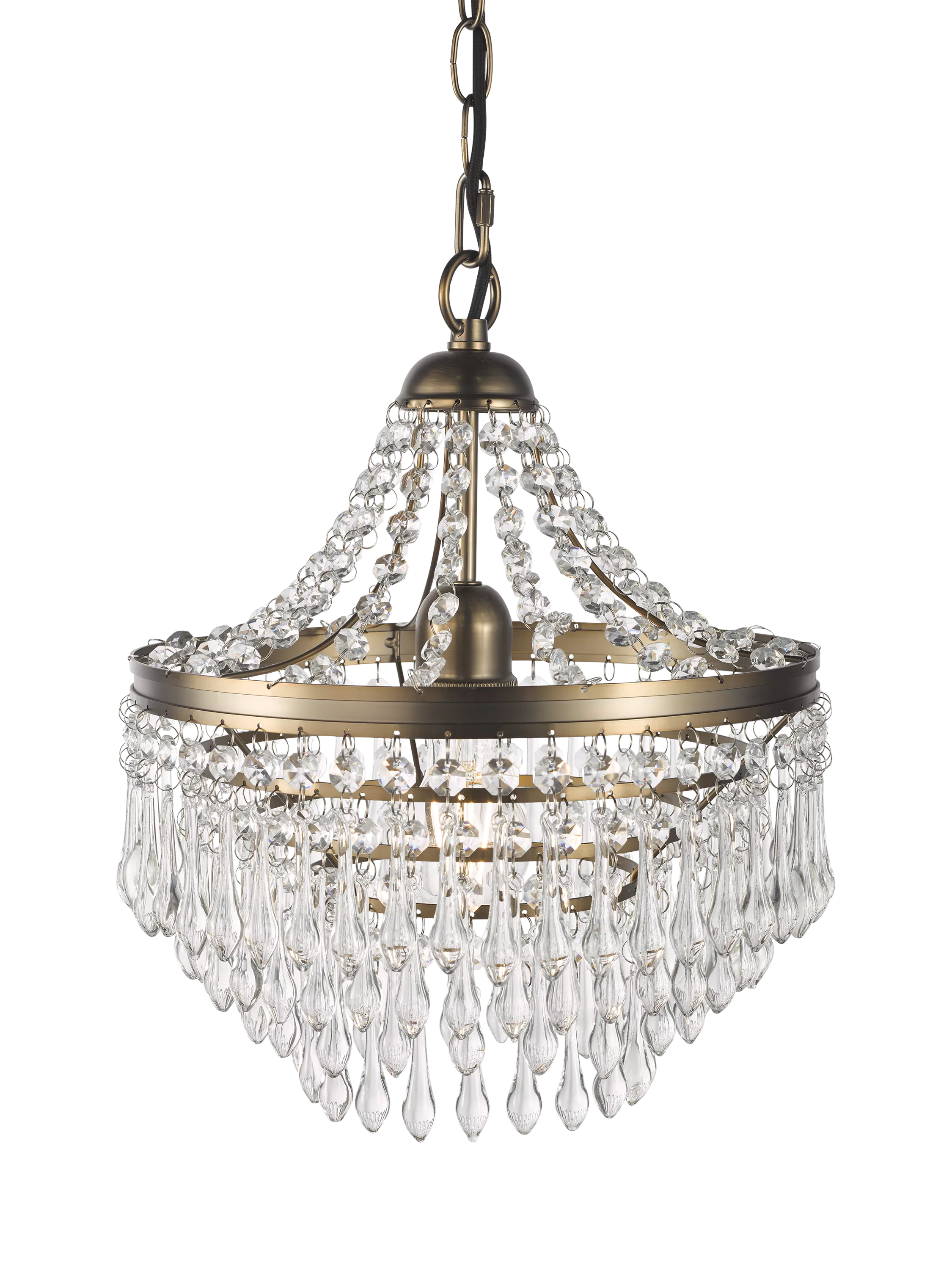 John Lewis La Scala chandelier satin bronze 30cm diameter, imported from the UK