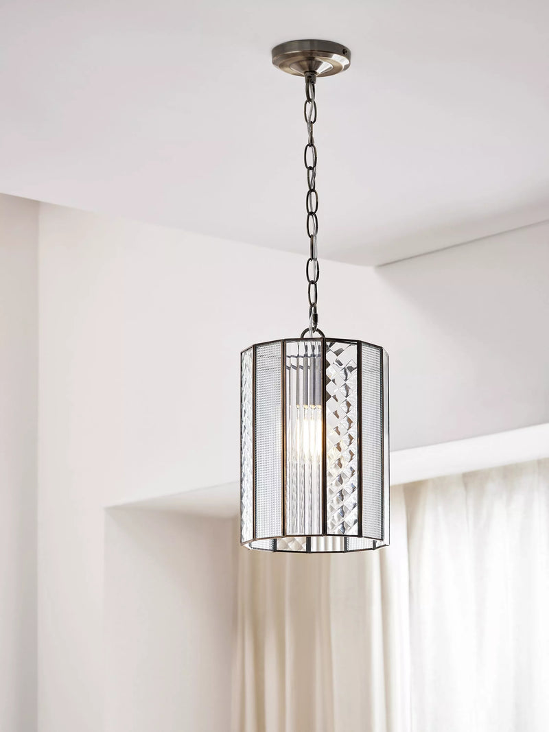 John Lewis Rhea textured glass ceiling light antique brass H31cm, imported from the UK