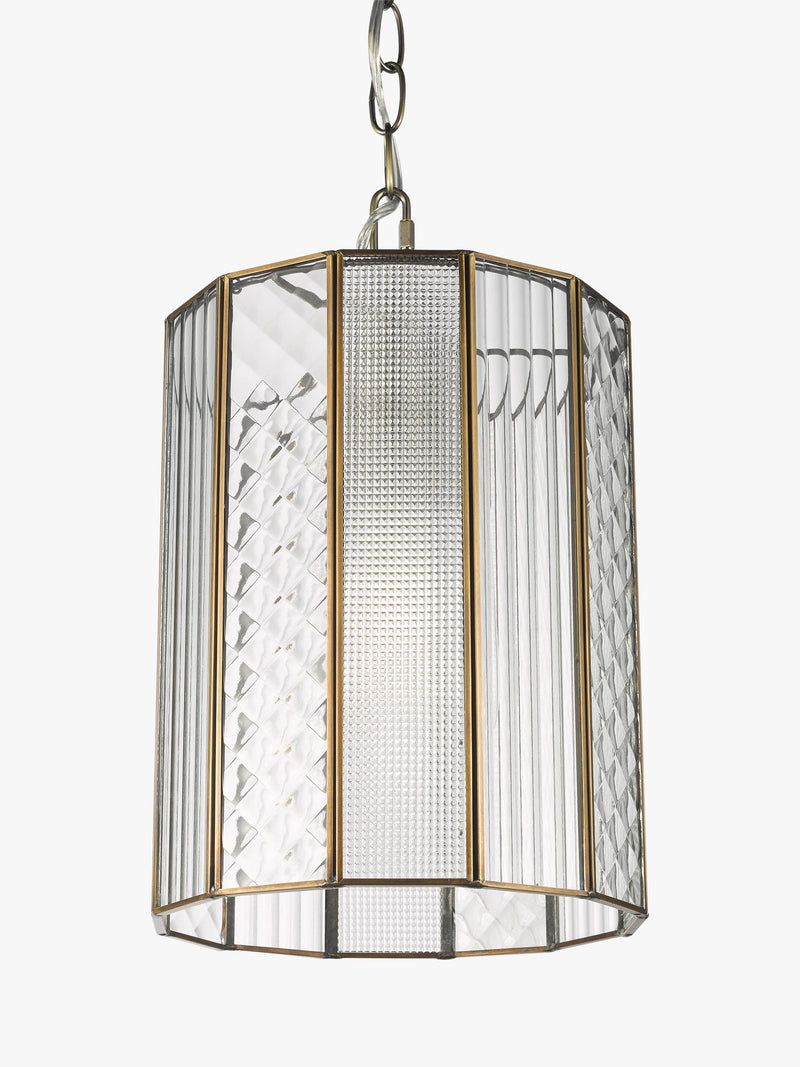 John Lewis Rhea textured glass ceiling light antique brass H31cm, imported from the UK