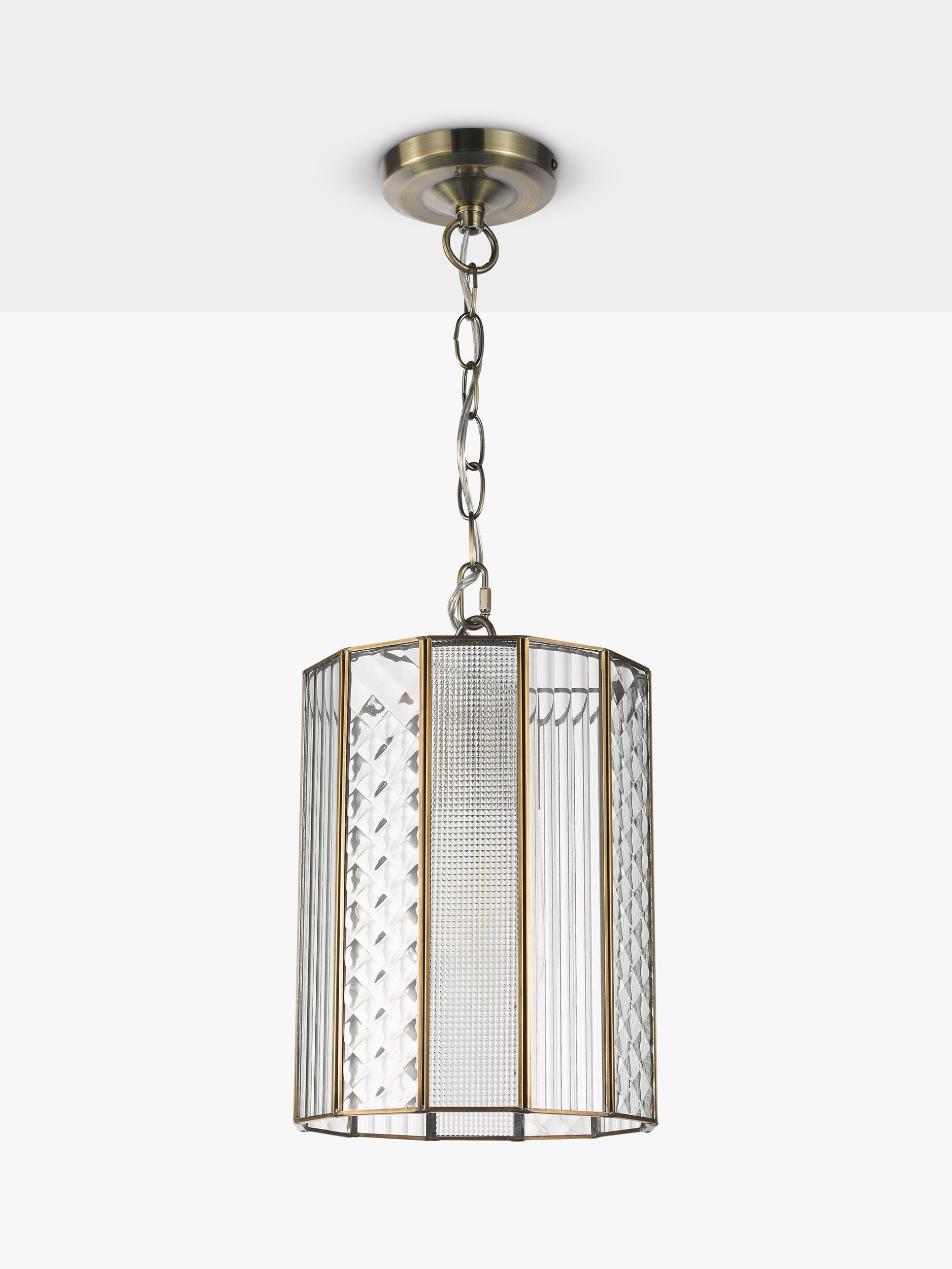 John Lewis Rhea textured glass ceiling light antique brass H31cm, imported from the UK