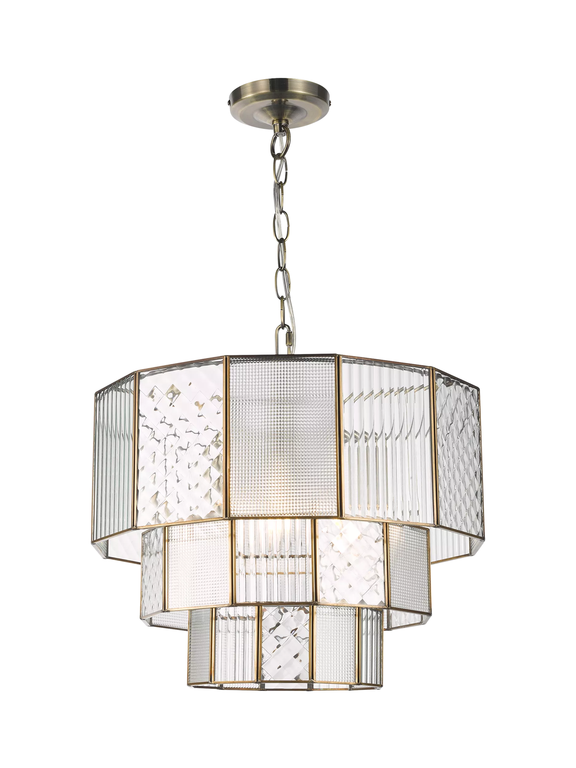 John Lewis Rhea textured glass tiered ceiling light antique brass (British brand)
