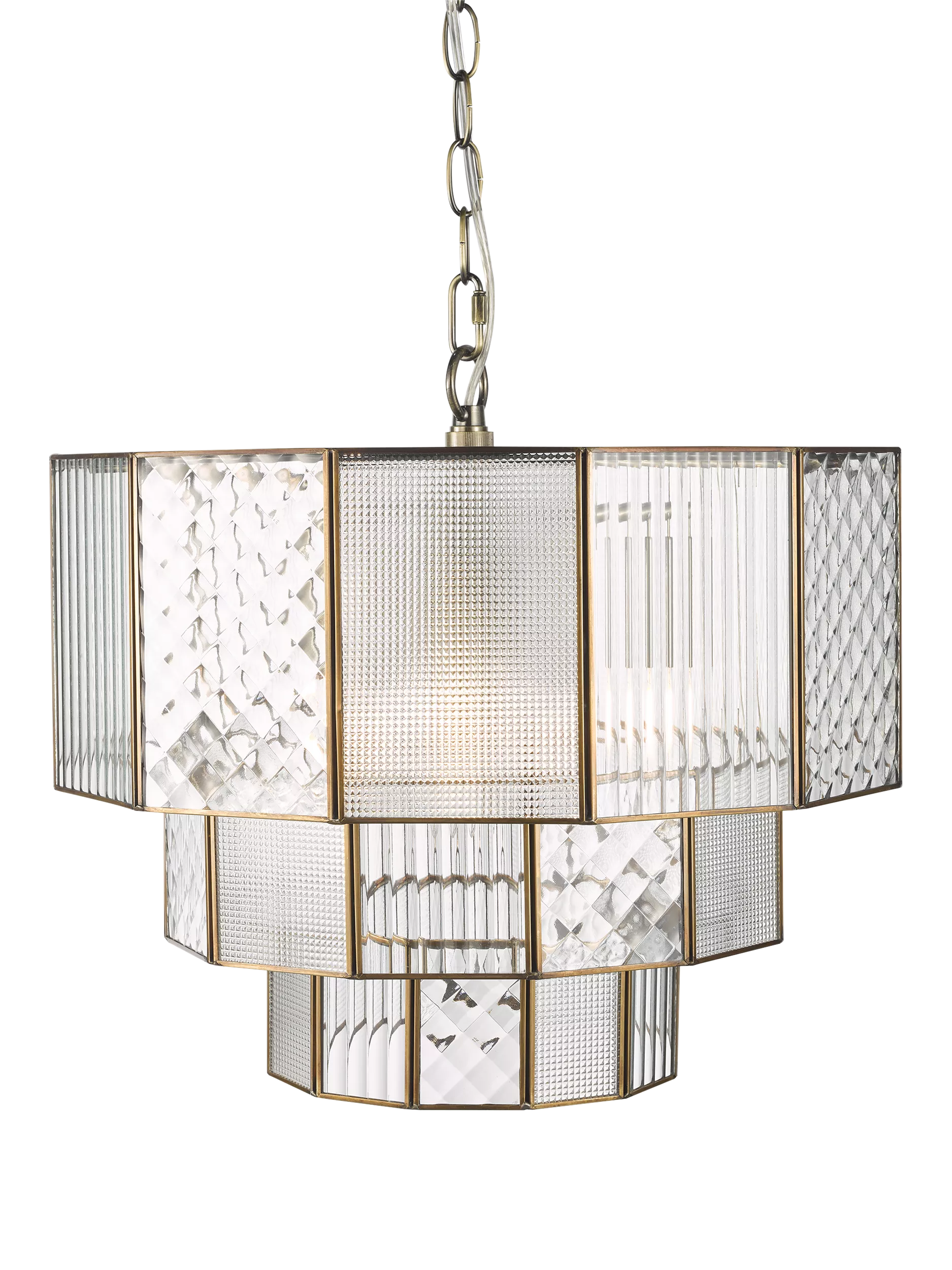 John Lewis Rhea textured glass tiered ceiling light antique brass (British brand)