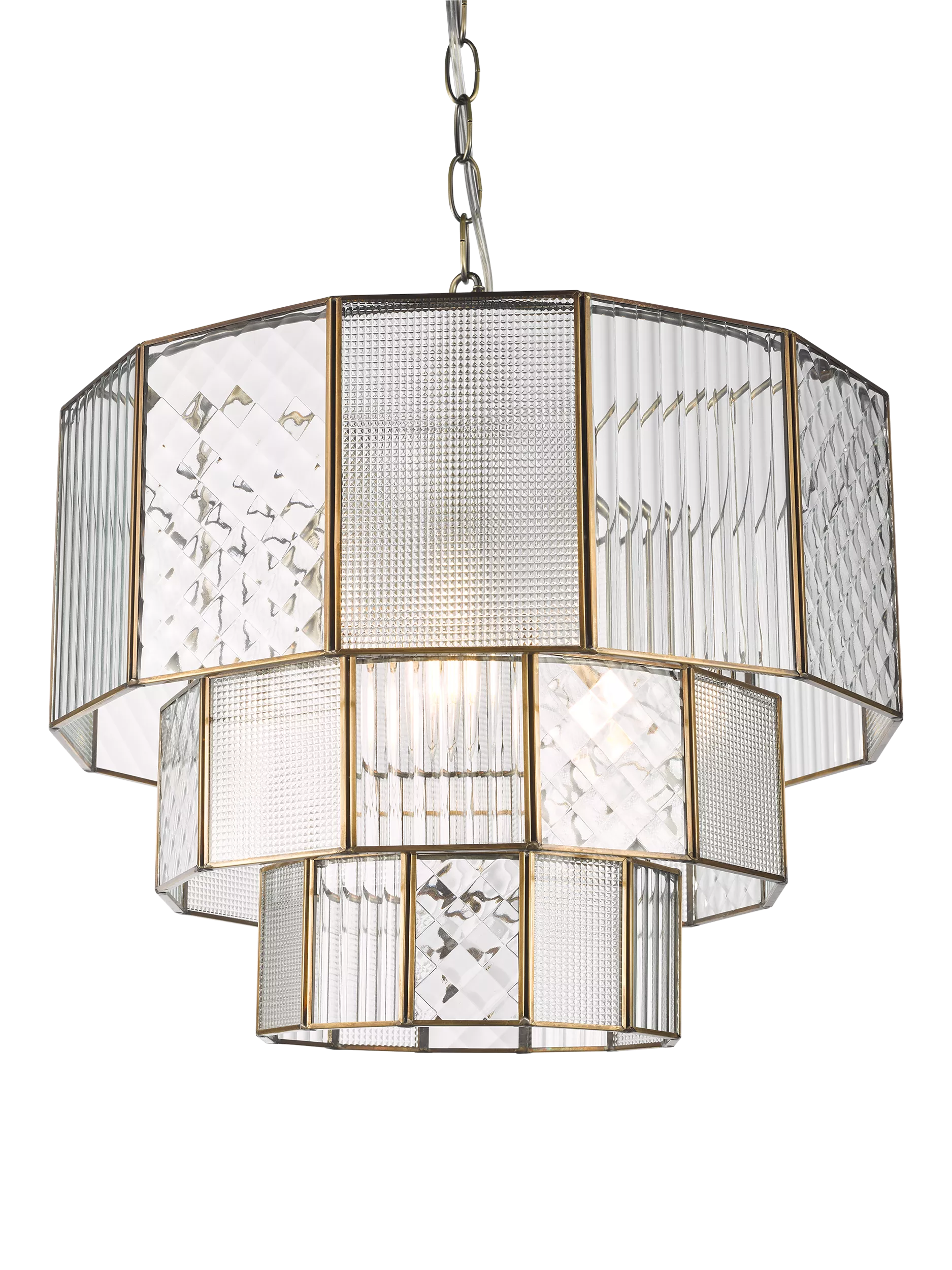 John Lewis Rhea textured glass tiered ceiling light antique brass (British brand)