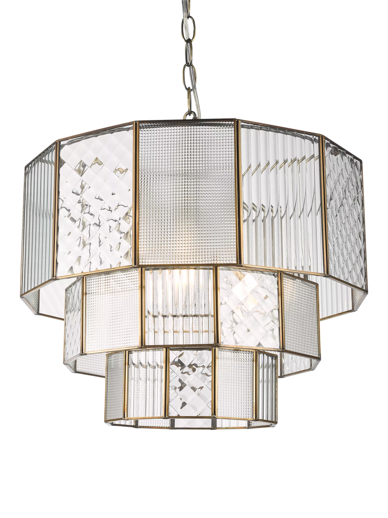 John Lewis Rhea textured glass tiered ceiling light antique brass (British brand)