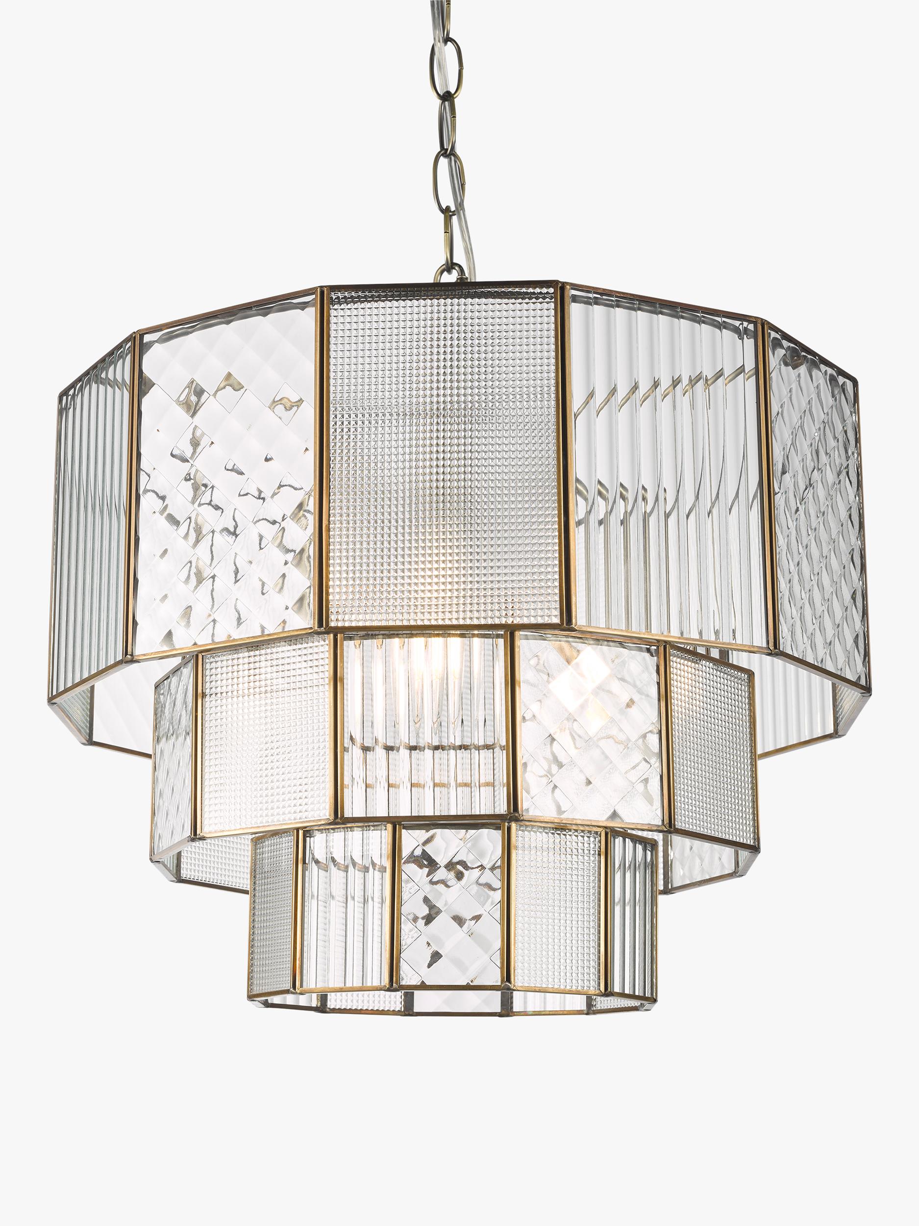 John Lewis Rhea textured glass tiered ceiling light antique brass (British brand)