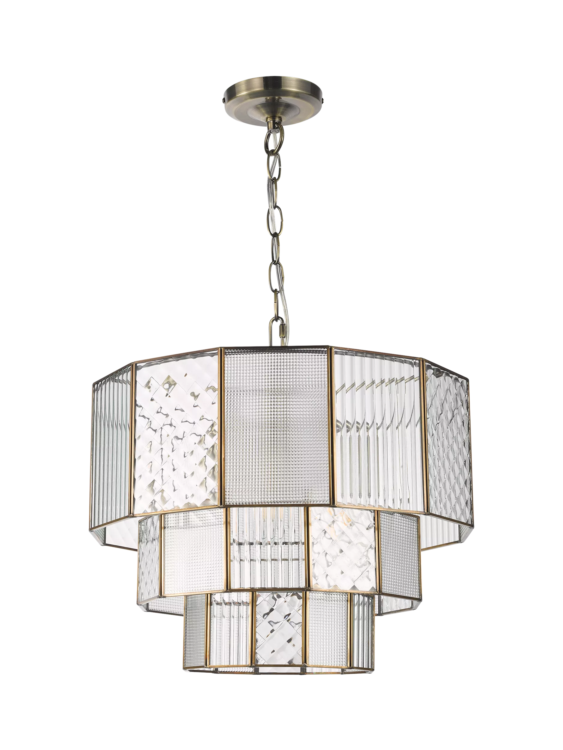 John Lewis Rhea textured glass tiered ceiling light antique brass (British brand)