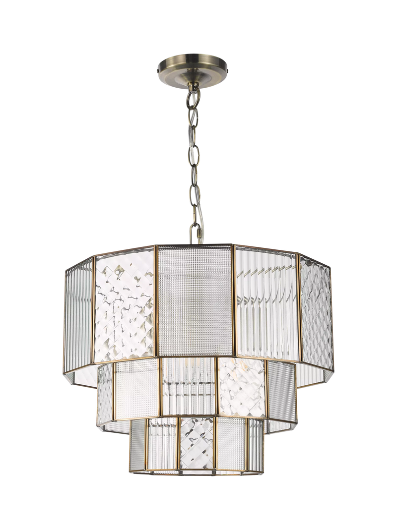 John Lewis Rhea textured glass tiered ceiling light antique brass (British brand)