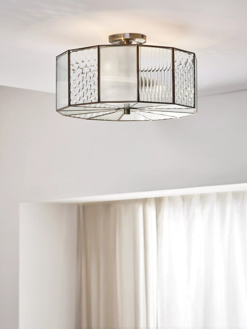 John Lewis Rhea semi flush ceiling light antique brass (British brand)