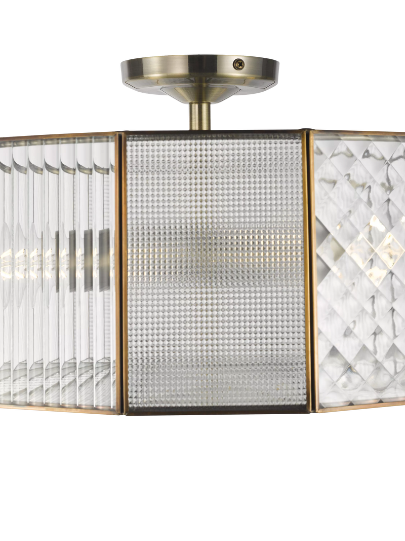 John Lewis Rhea semi flush ceiling light antique brass (British brand)