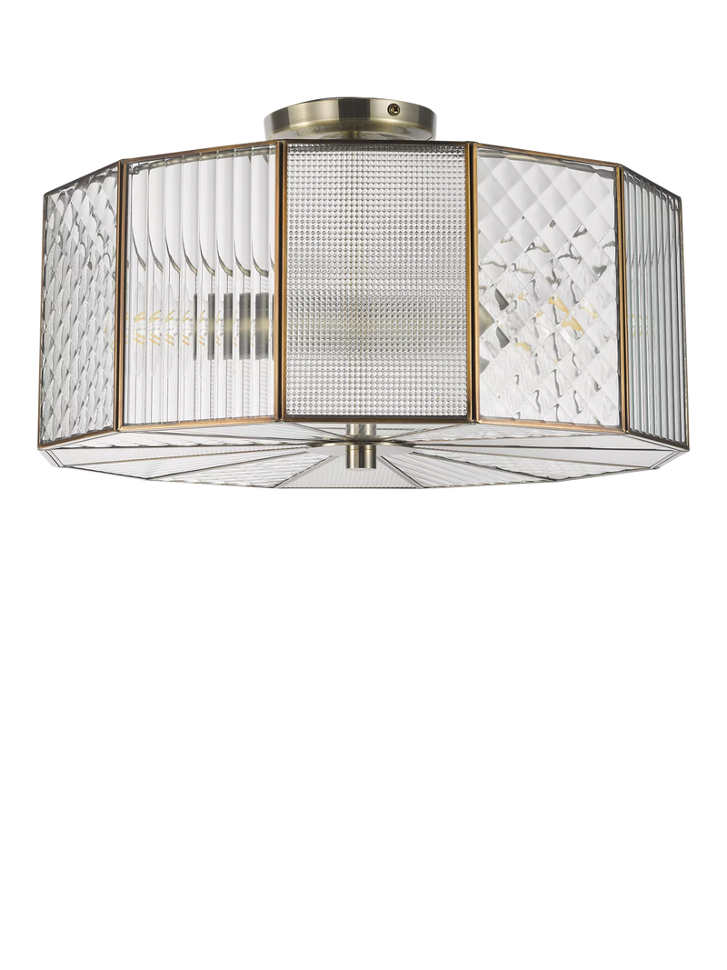 John Lewis Rhea semi flush ceiling light antique brass (British brand)